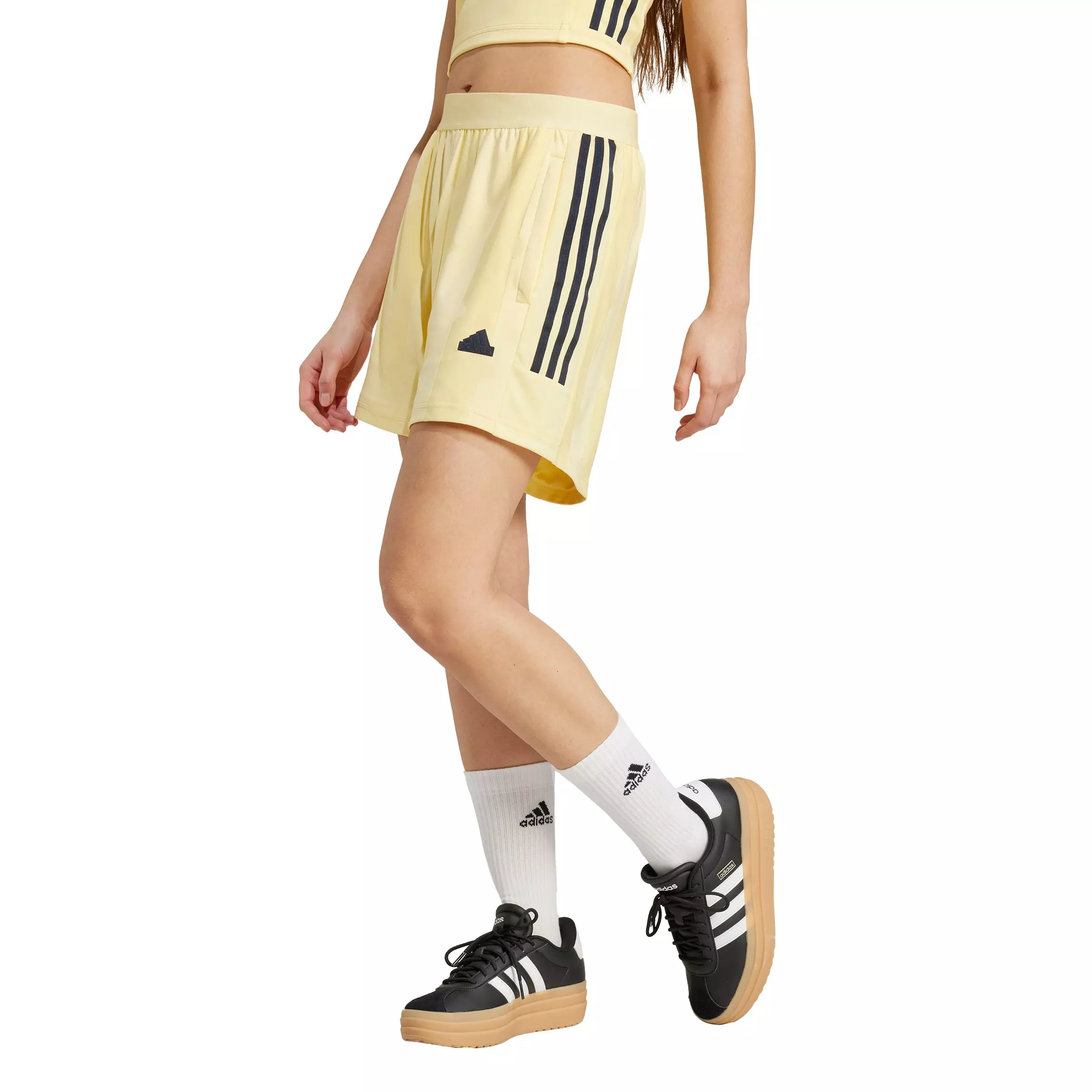 adidas Women's Tiro Cut 3-Stripes Jacquard Shorts - Yellow - YELLOW