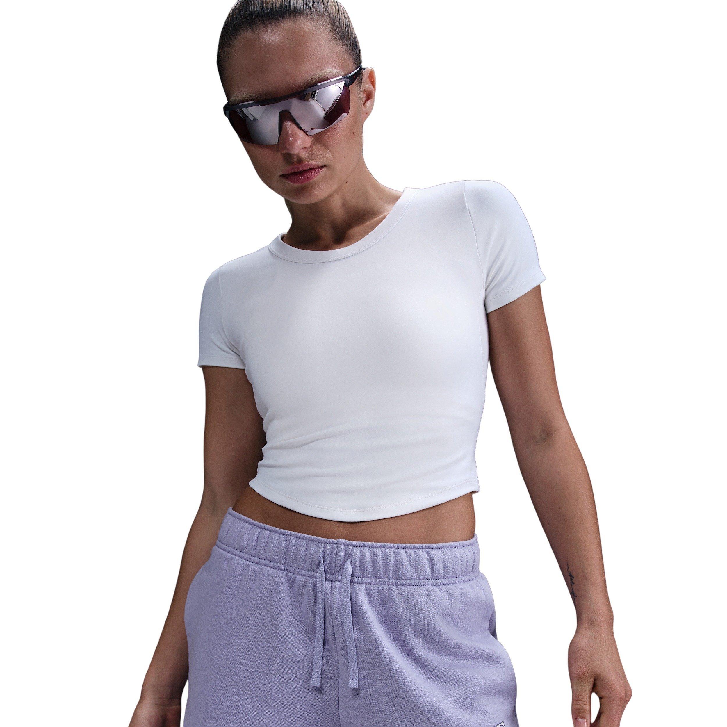 Nike Women's Sportswear Club Fleece Mid-Rise 4" Graphic Shorts -Lilac - LILAC Thumbnail View 3