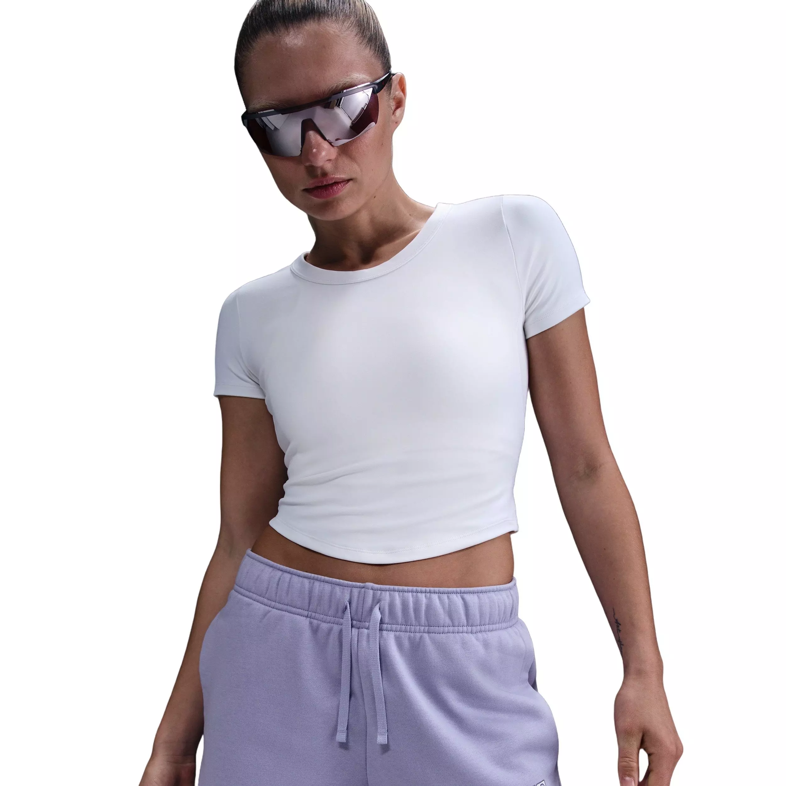 Nike Women's Sportswear Club Fleece Mid-Rise 4" Graphic Shorts -Lilac - LILAC