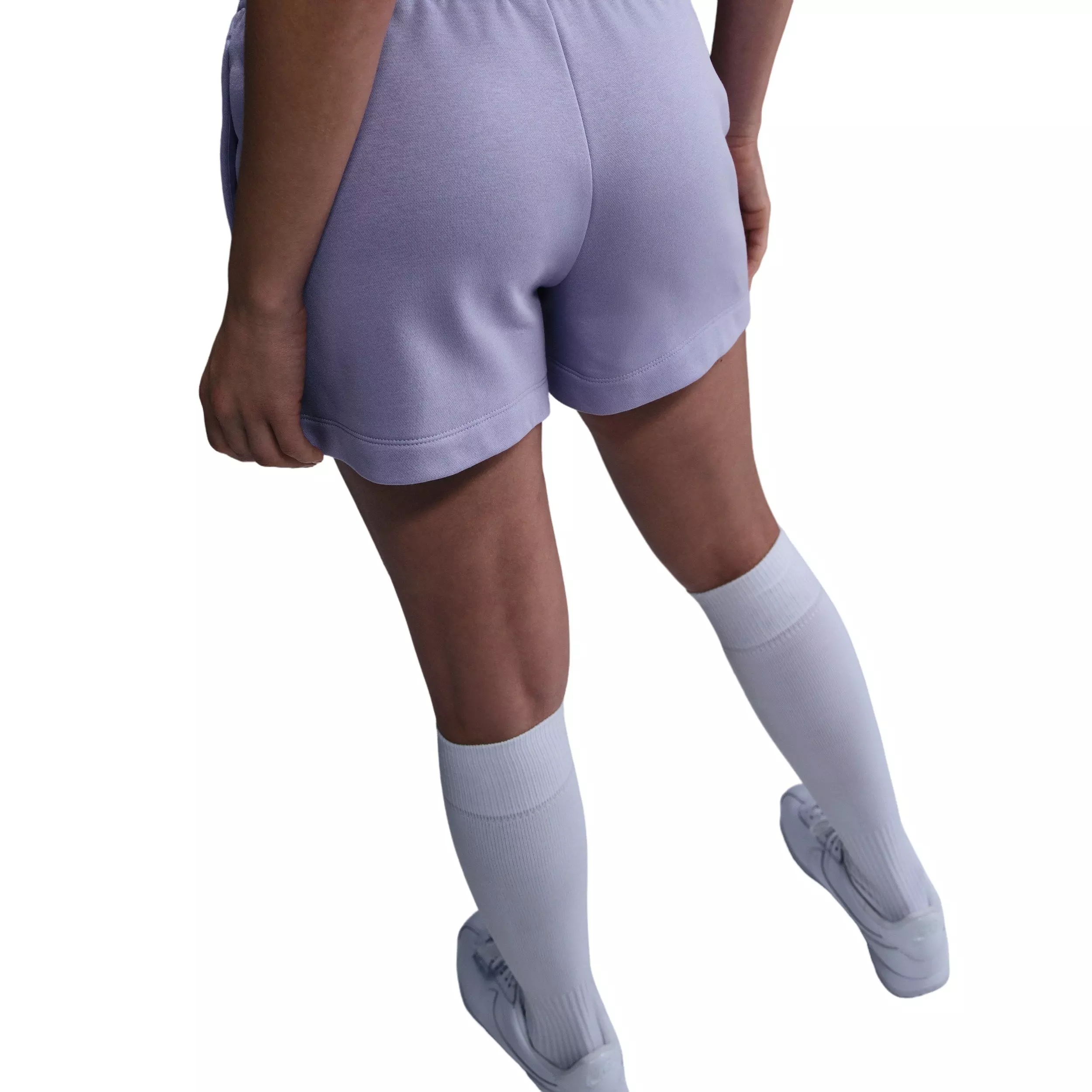 Nike Women's Sportswear Club Fleece Mid-Rise 4" Graphic Shorts -Lilac - LILAC