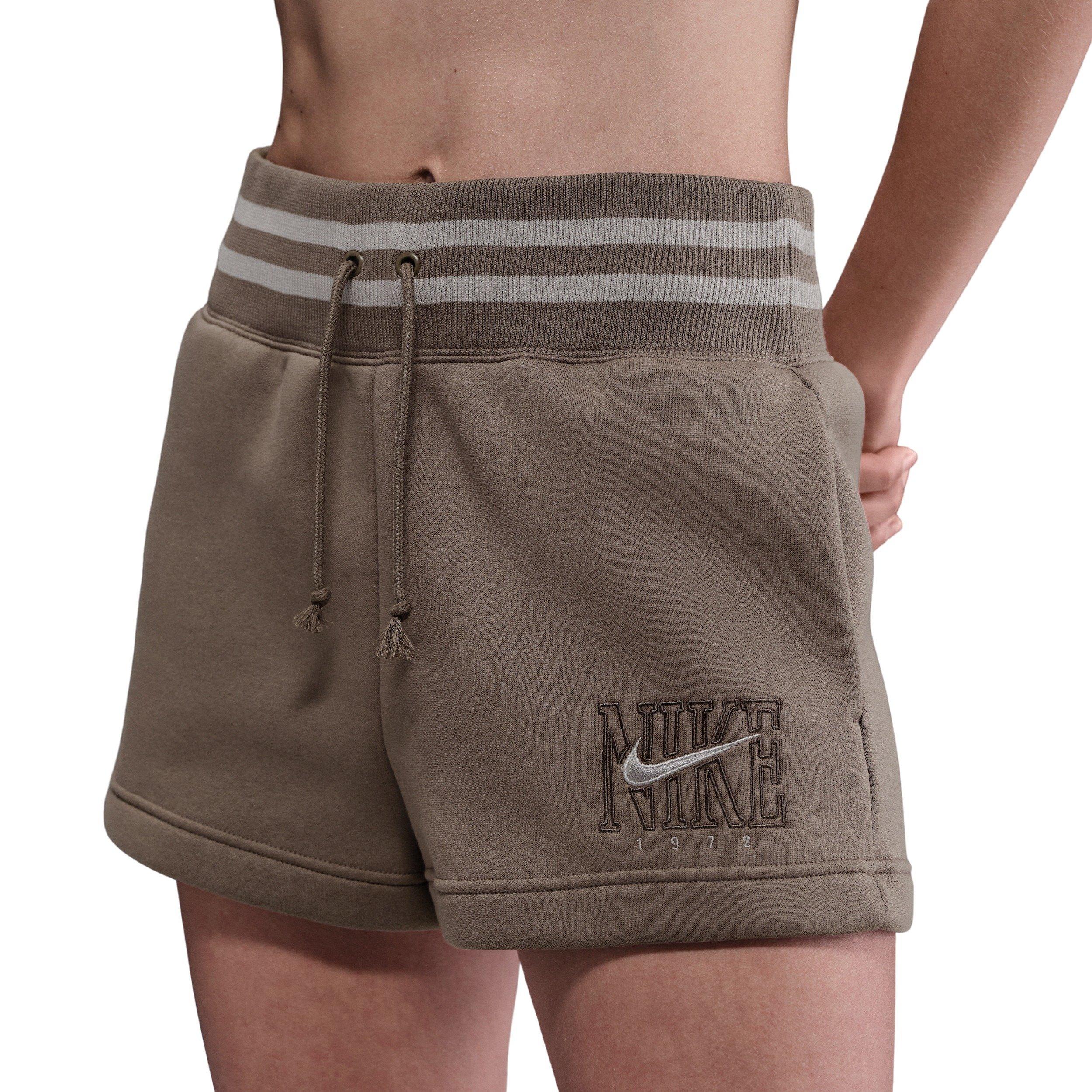Nike Women's Sportswear Phoenix Fleece High-Waisted Loose Graphic Shorts -Brown - BROWN Thumbnail View 1