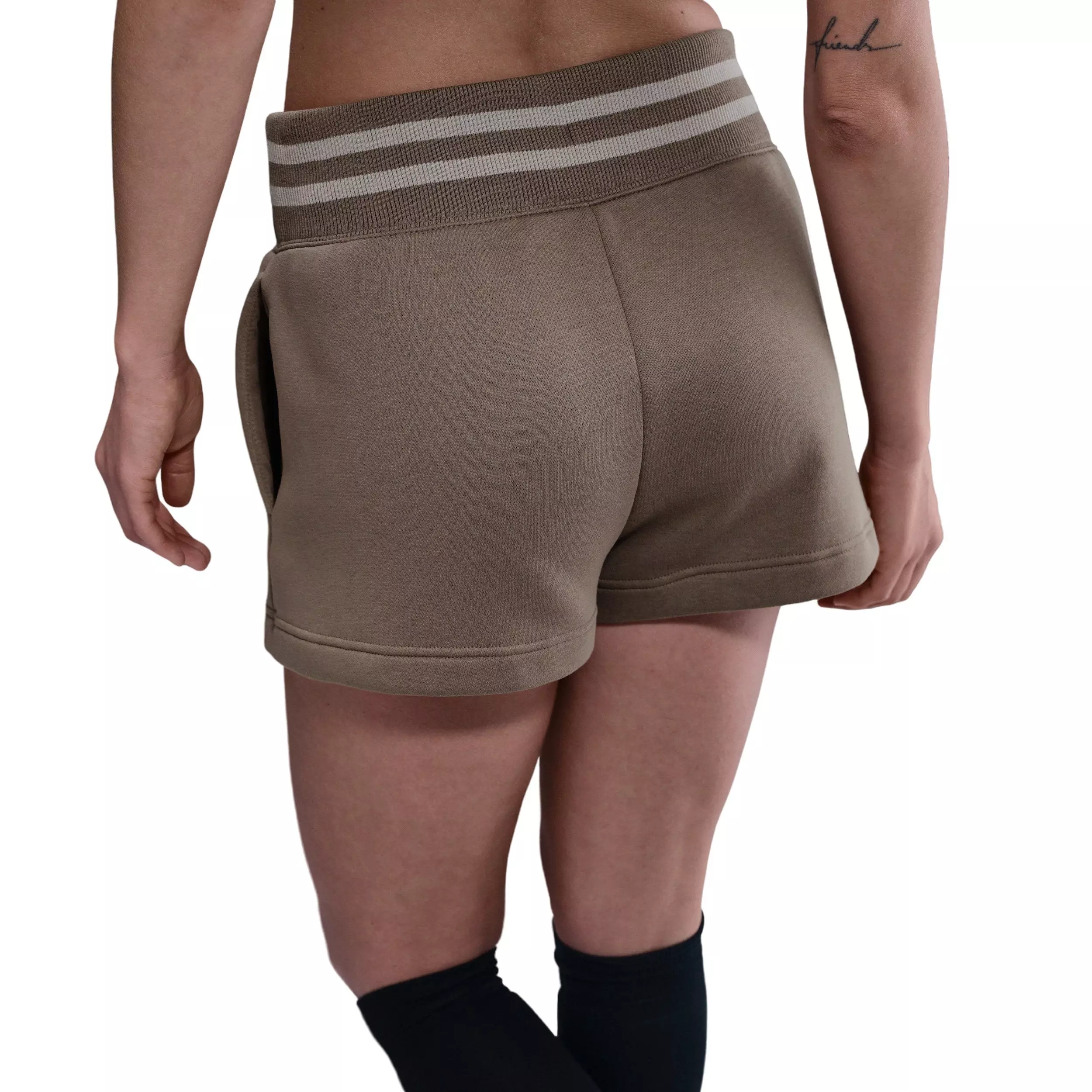 Nike Women's Sportswear Phoenix Fleece High-Waisted Loose Graphic Shorts -Brown - BROWN