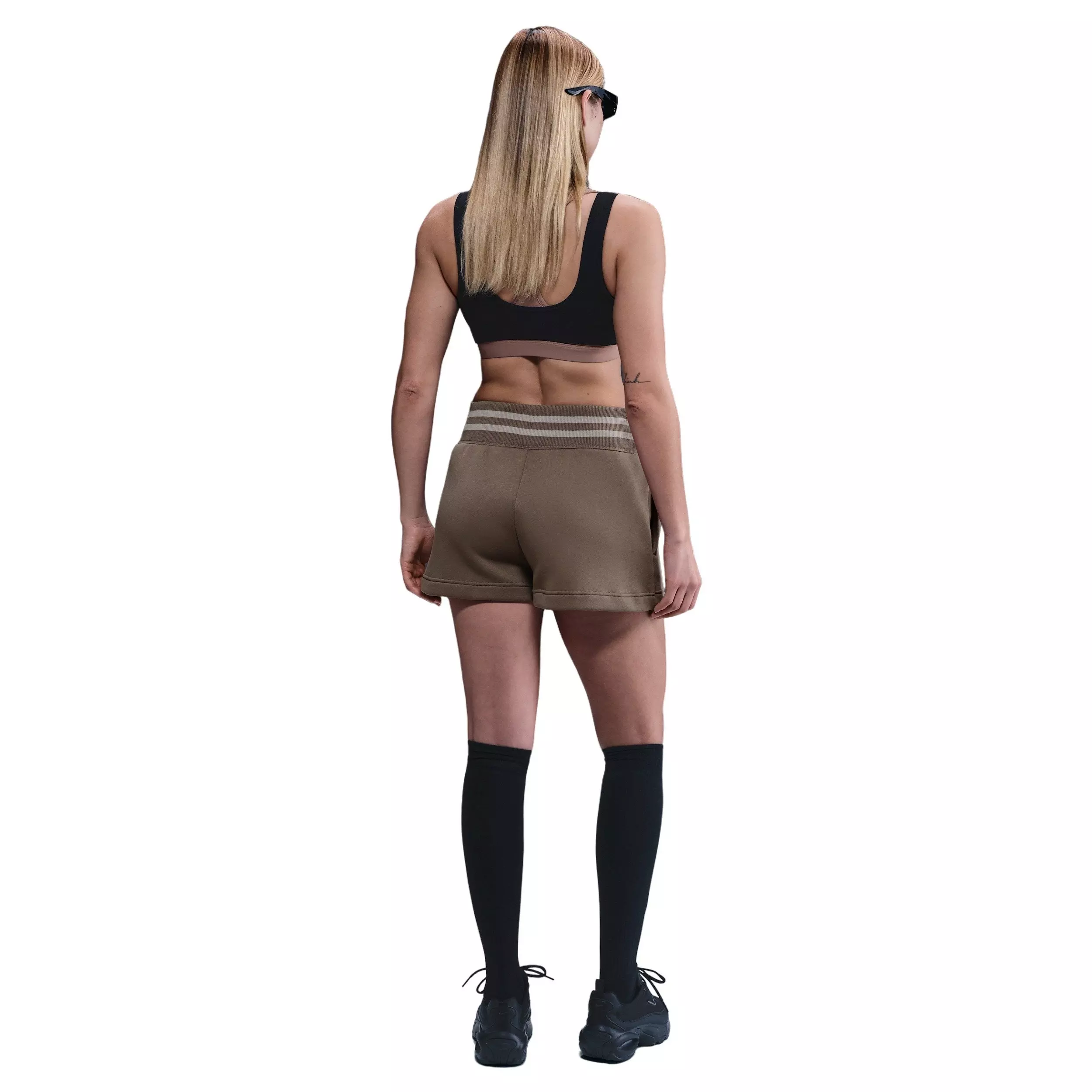 Nike Women's Sportswear Phoenix Fleece High-Waisted Loose Graphic Shorts -Brown - BROWN
