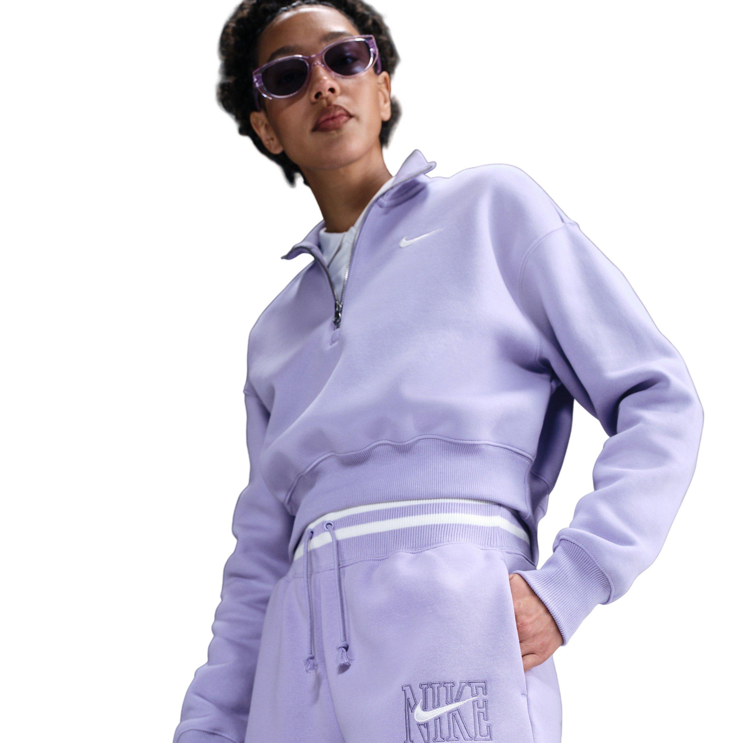 Nike Women's Sportswear Phoenix Fleece High-Waisted Loose Graphic Shorts -Lilac - LILAC Thumbnail View 4