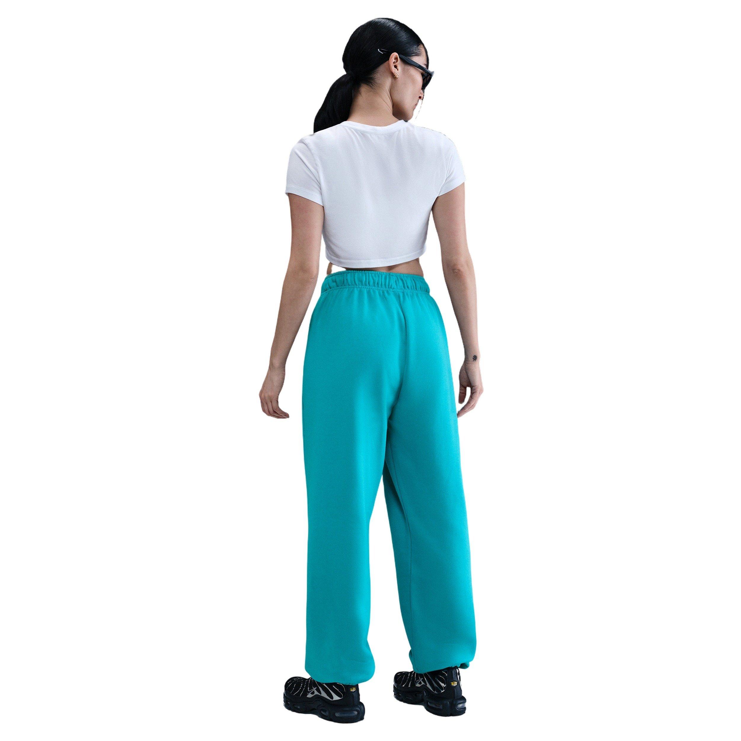 Nike Women's Sportswear Club Fleece Mid-Rise Oversized Sweatpants -Turquoise - TURQUOISE Thumbnail View 4