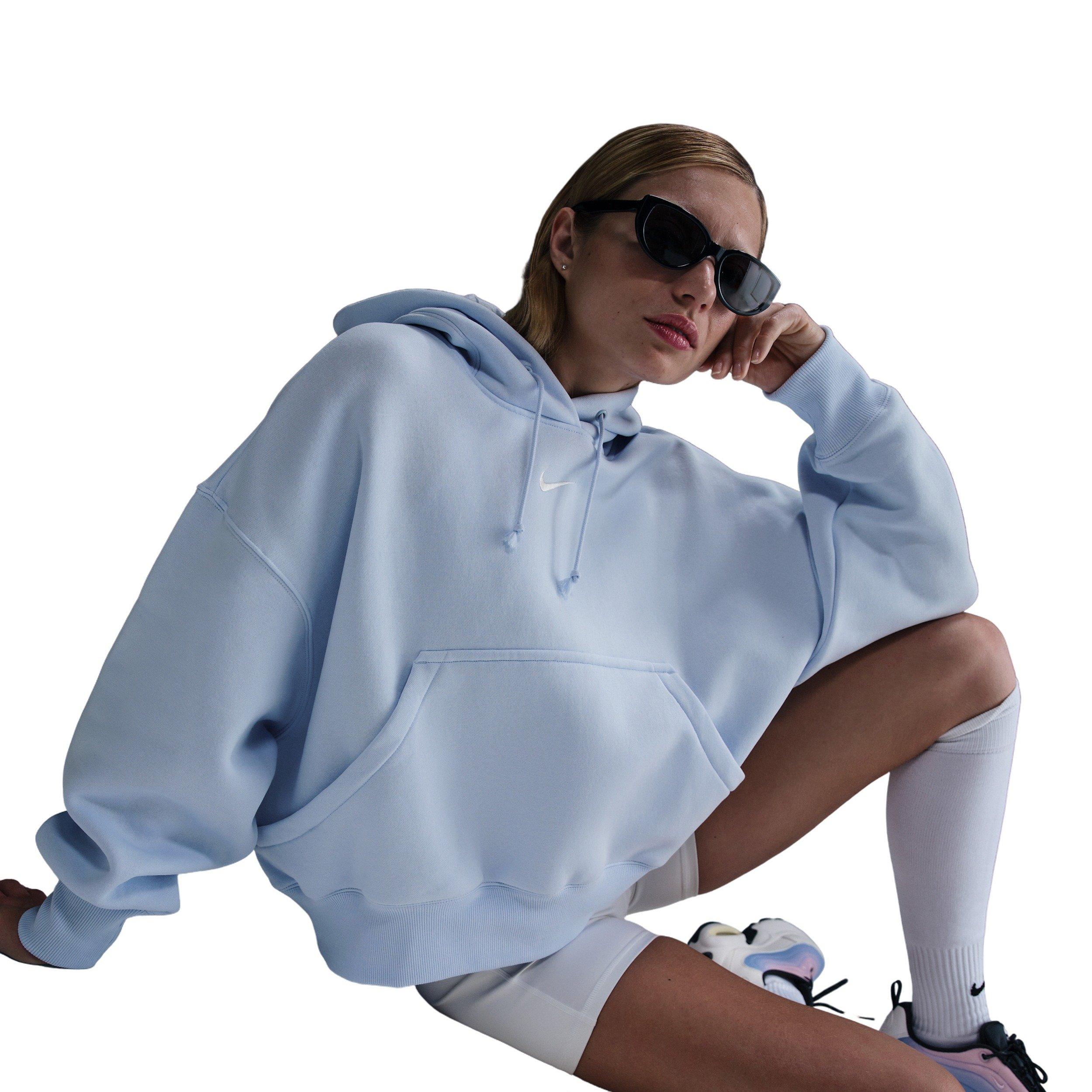 Nike Women's Sportswear Phoenix Fleece Over-Oversized Pullover Hoodie -Blue - BLUE Thumbnail View 3