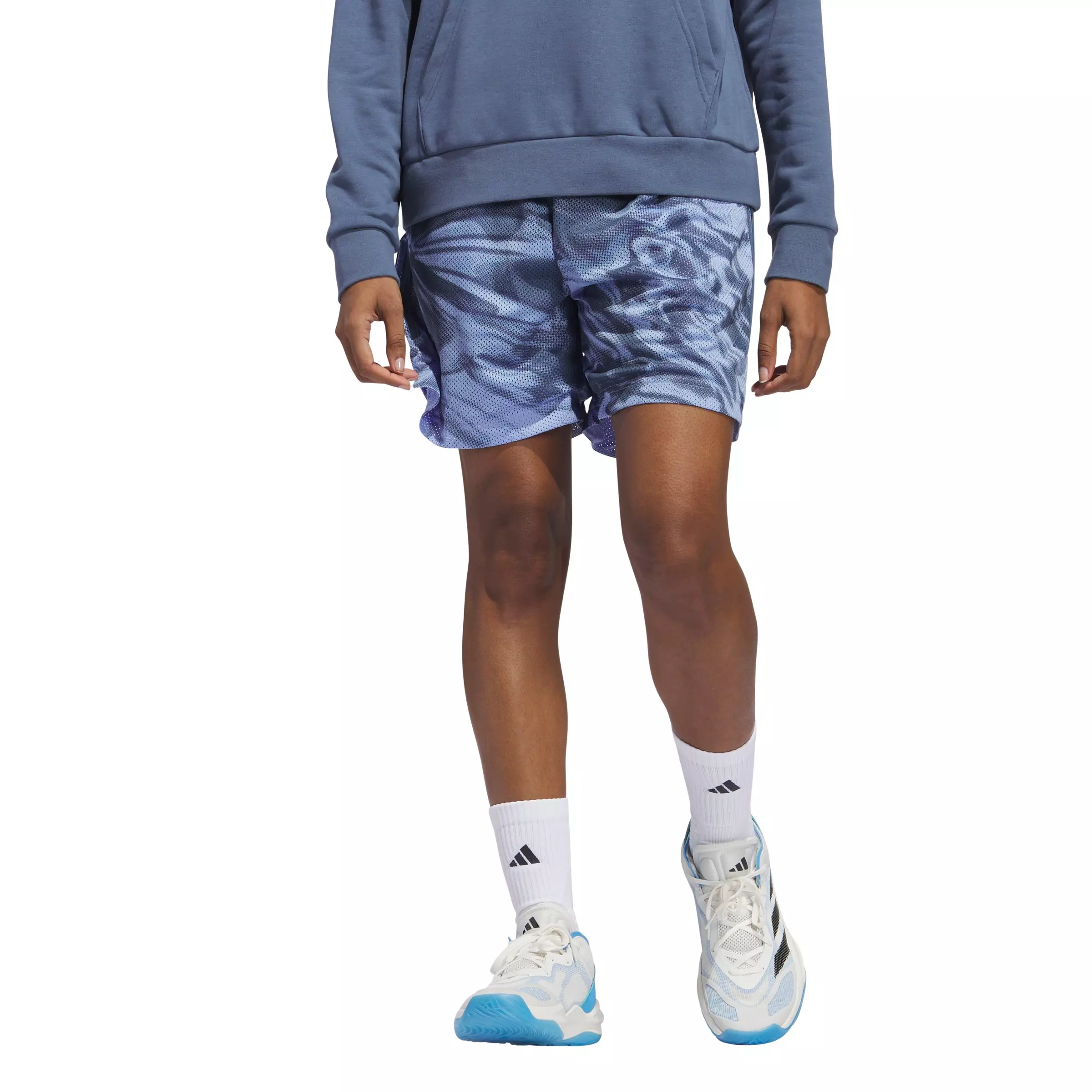 adidas Women's Select 3-Stripes Basketball Shorts - Blue - BLUE