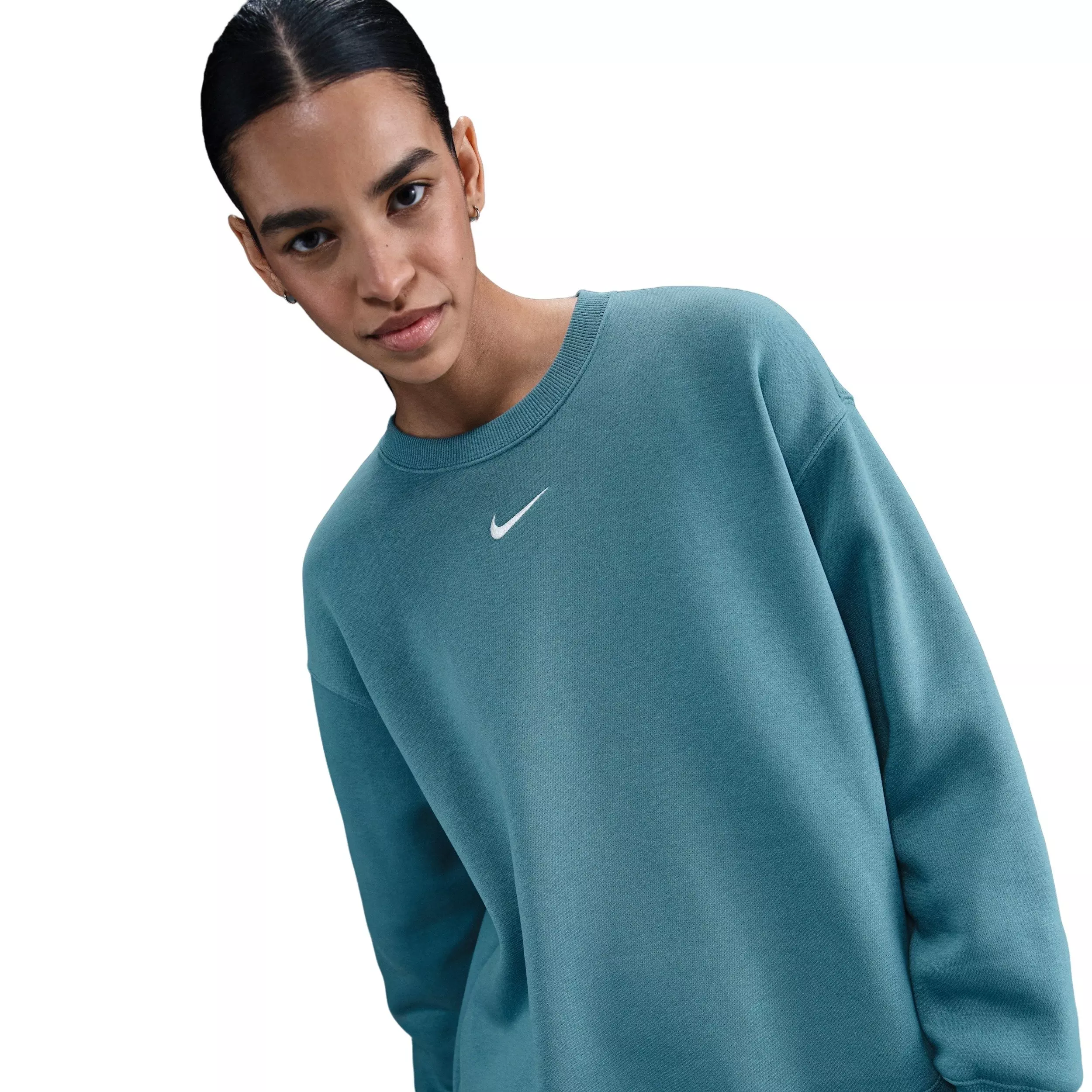 Nike Women's Sportswear Phoenix Fleece Oversized Crew-Neck Sweatshirt -Blue - BLUE
