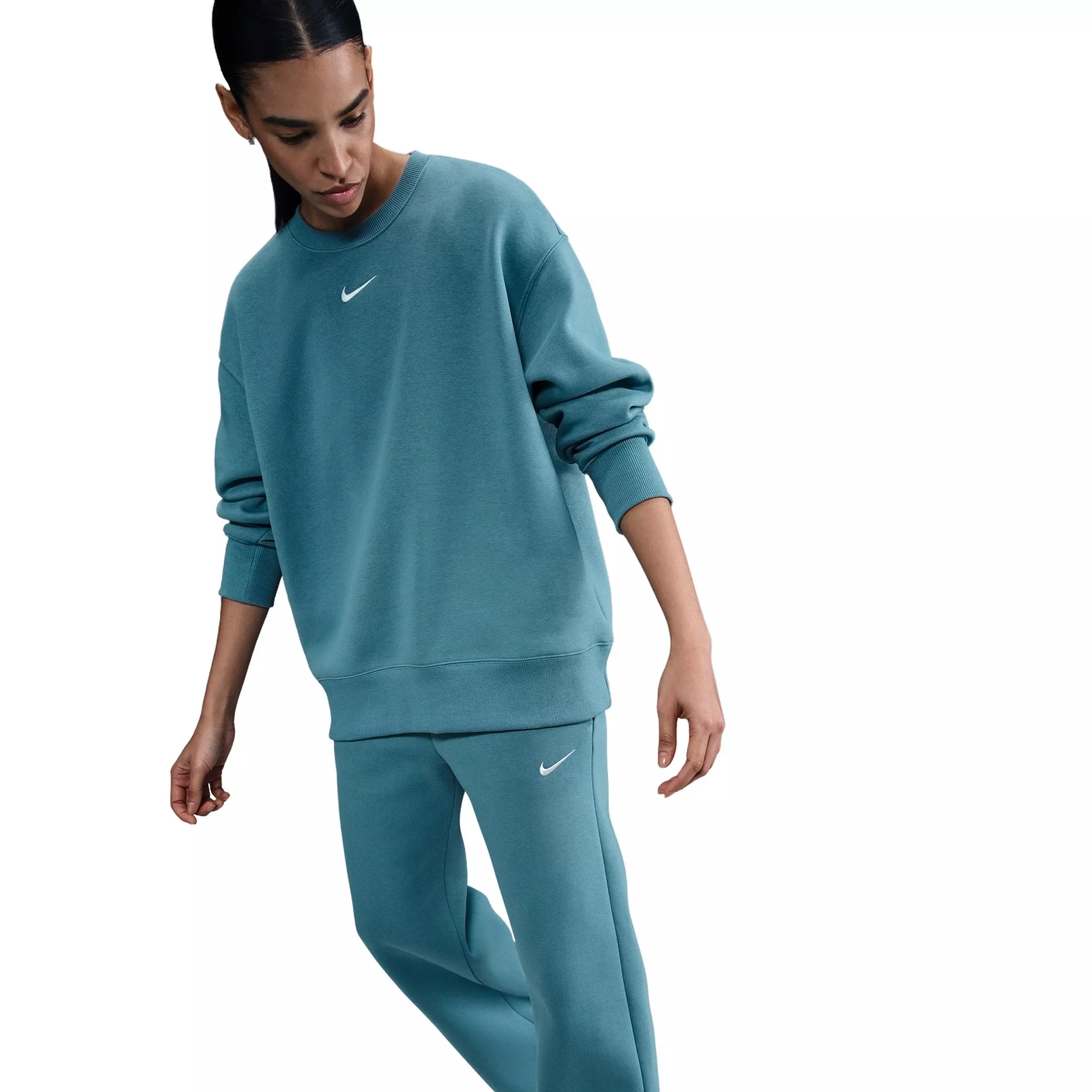 Nike Women's Sportswear Phoenix Fleece Oversized Crew-Neck Sweatshirt -Blue - BLUE