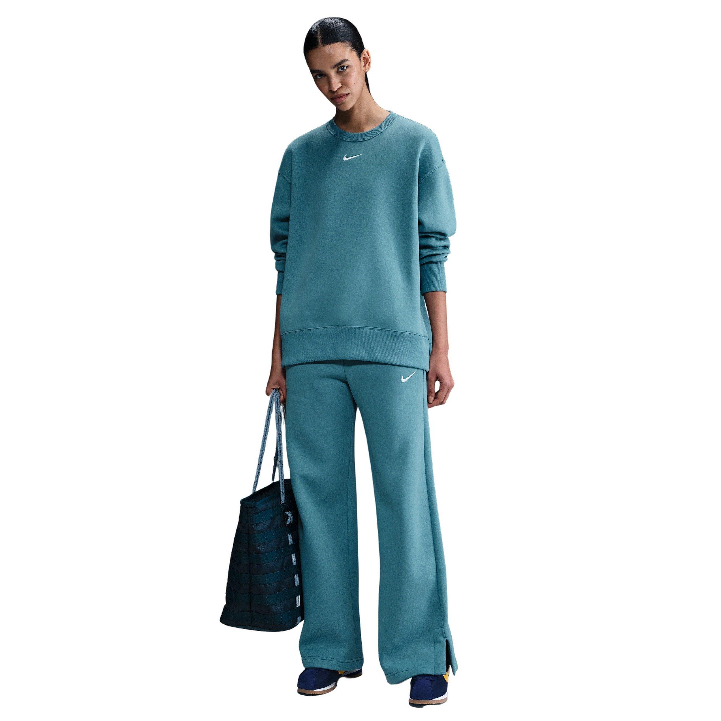 Nike Women's Sportswear Phoenix Fleece Oversized Crew-Neck Sweatshirt -Blue - BLUE Thumbnail View 4