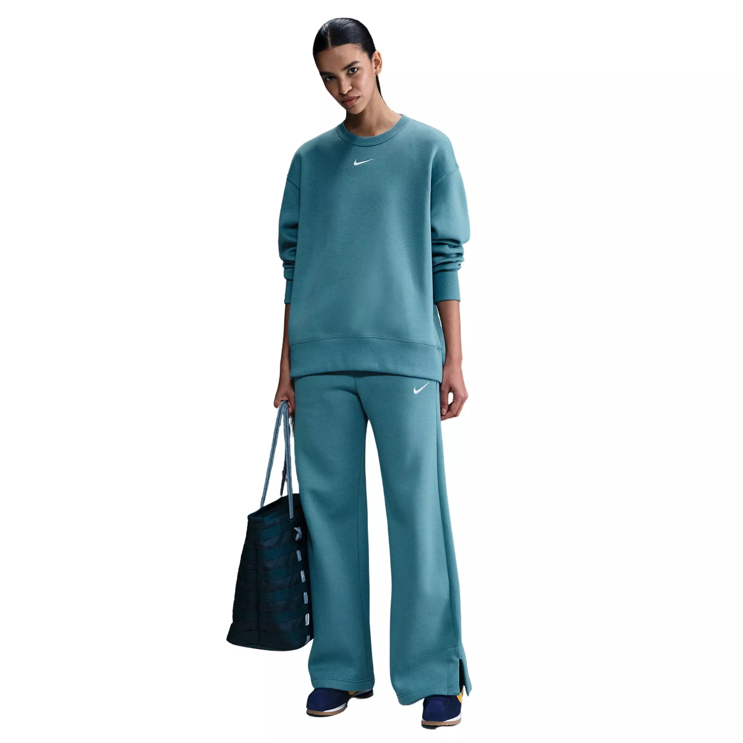 Nike Women's Sportswear Phoenix Fleece Oversized Crew-Neck Sweatshirt -Blue - BLUE