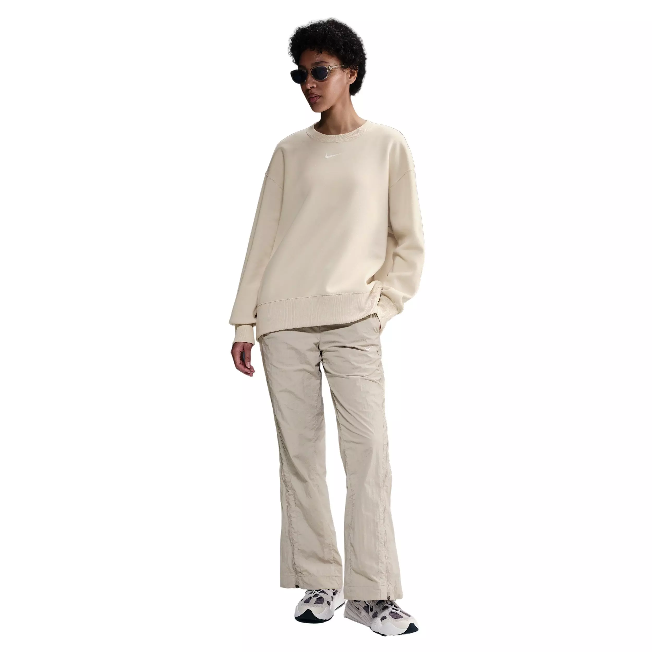 Nike Women's Sportswear Phoenix Fleece Oversized Crew-Neck Sweatshirt - Brown - BROWN