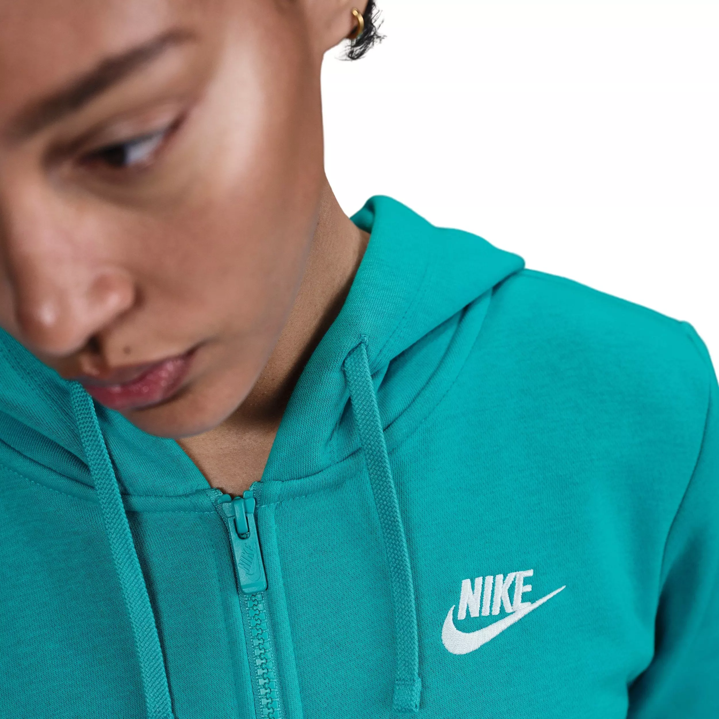 Nike Women's Sportswear Club Fleece Full-Zip Jacket -Turquoise - TURQUOISE