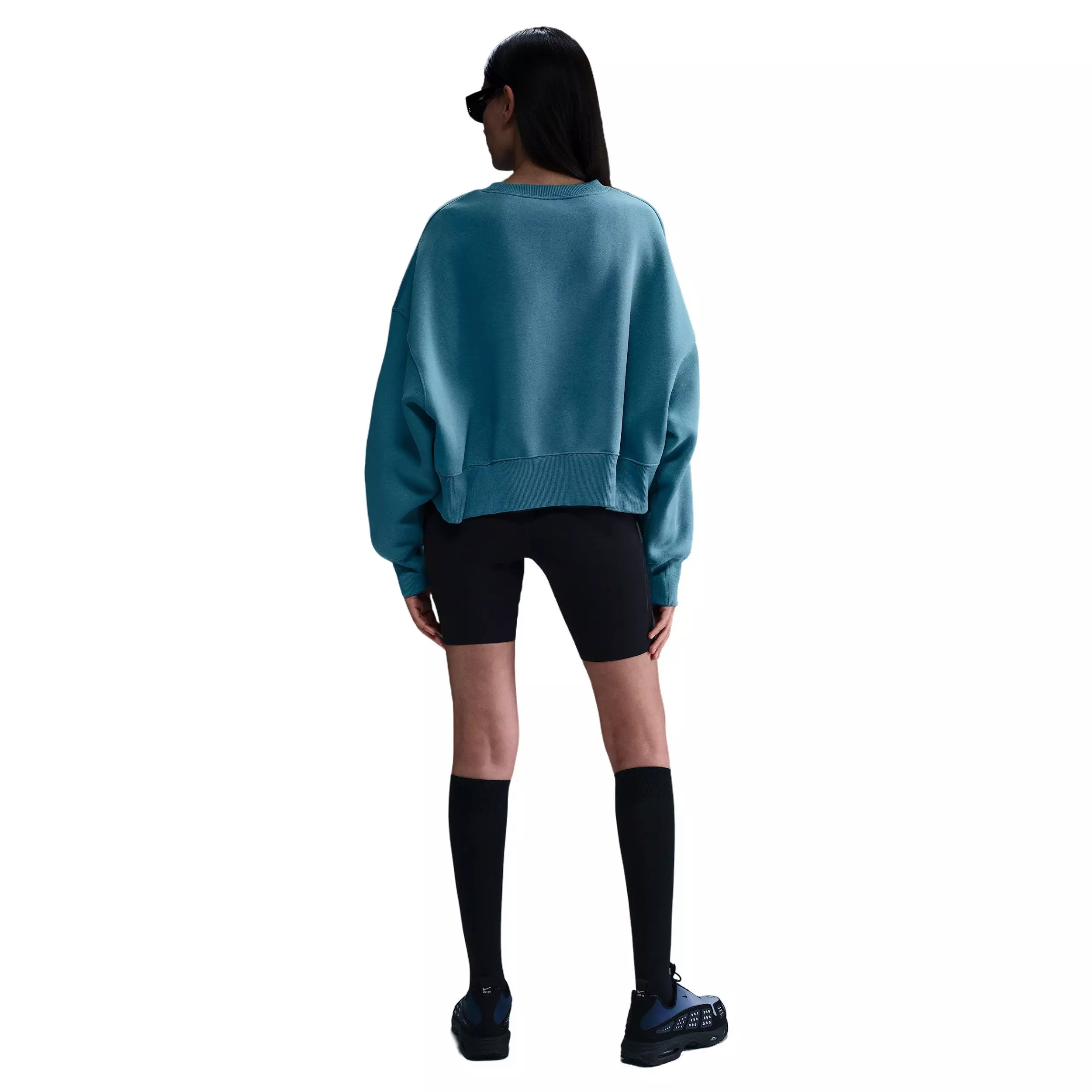 Nike Women's Sportswear Phoenix Fleece Over-Oversized Crew-Neck Sweatshirt -Blue - BLUE