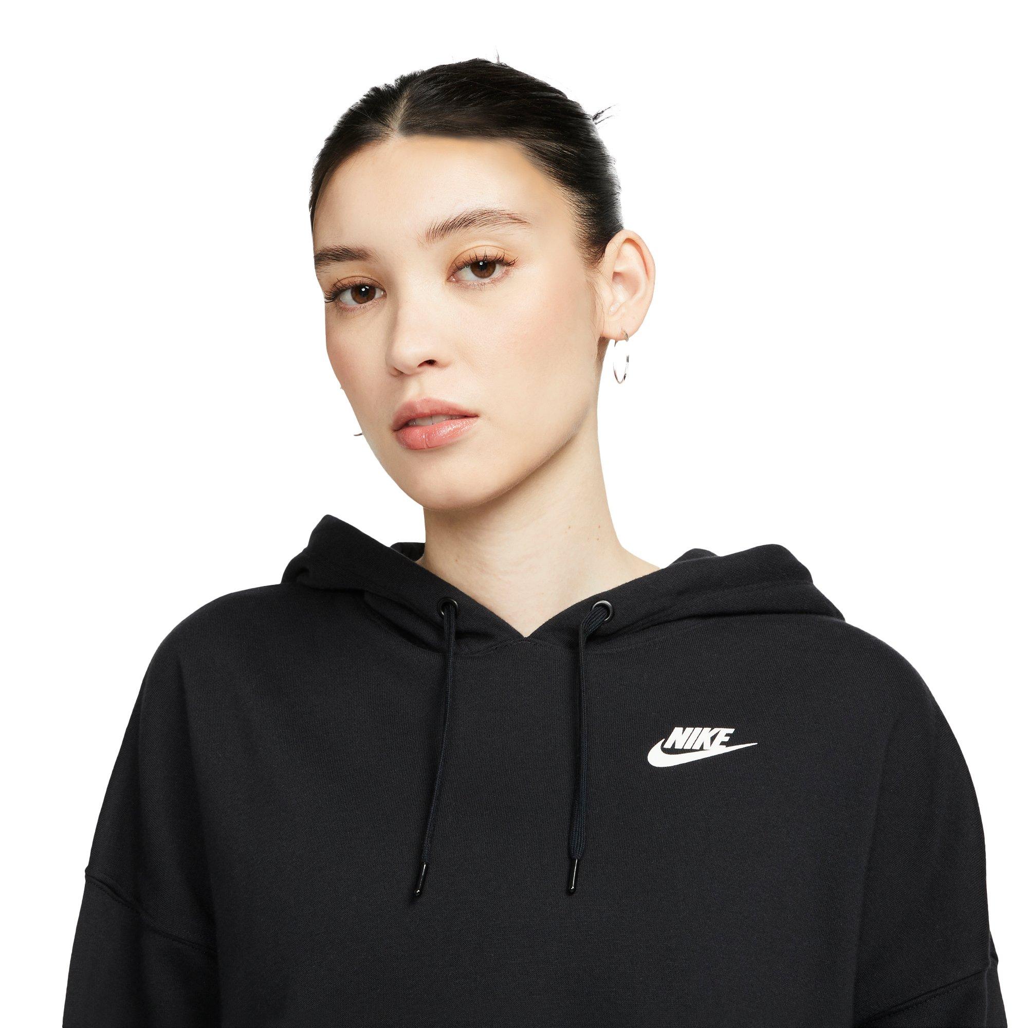 Nike Women's Sportswear Club Fleece Hoodie - BLACK Thumbnail View 7
