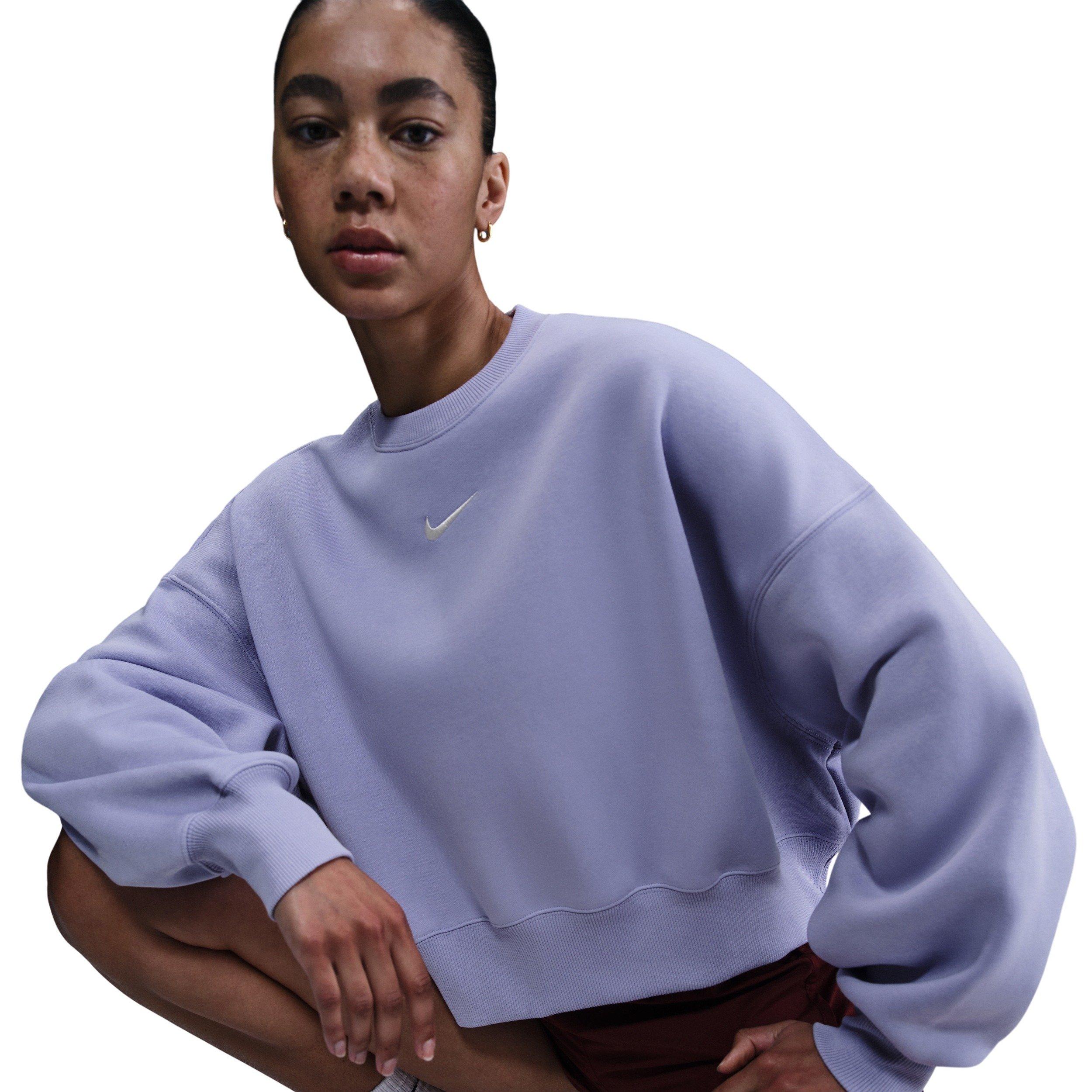 Nike Women's Sportswear Phoenix Fleece Over-Oversized Crew-Neck Sweatshirt -Lilac - LILAC Thumbnail View 3