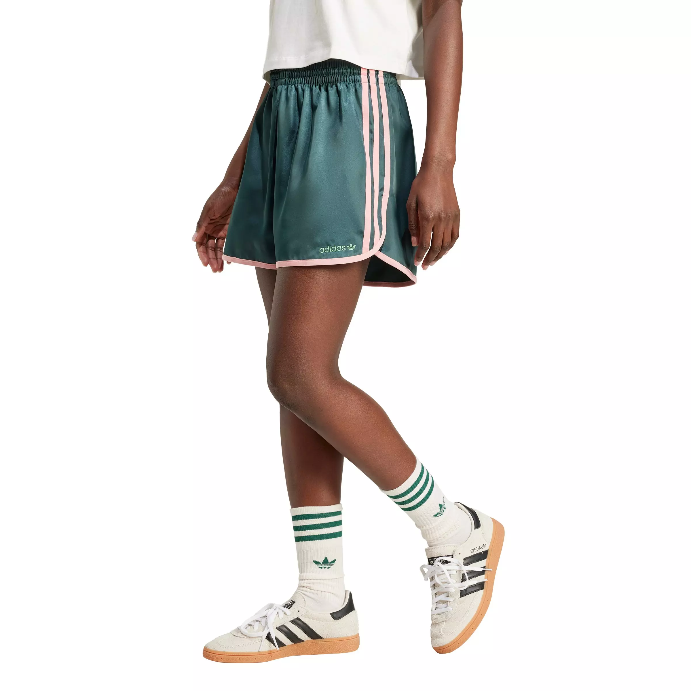 adidas Women's Originals Satin Sprinter Shorts - Green - GREEN