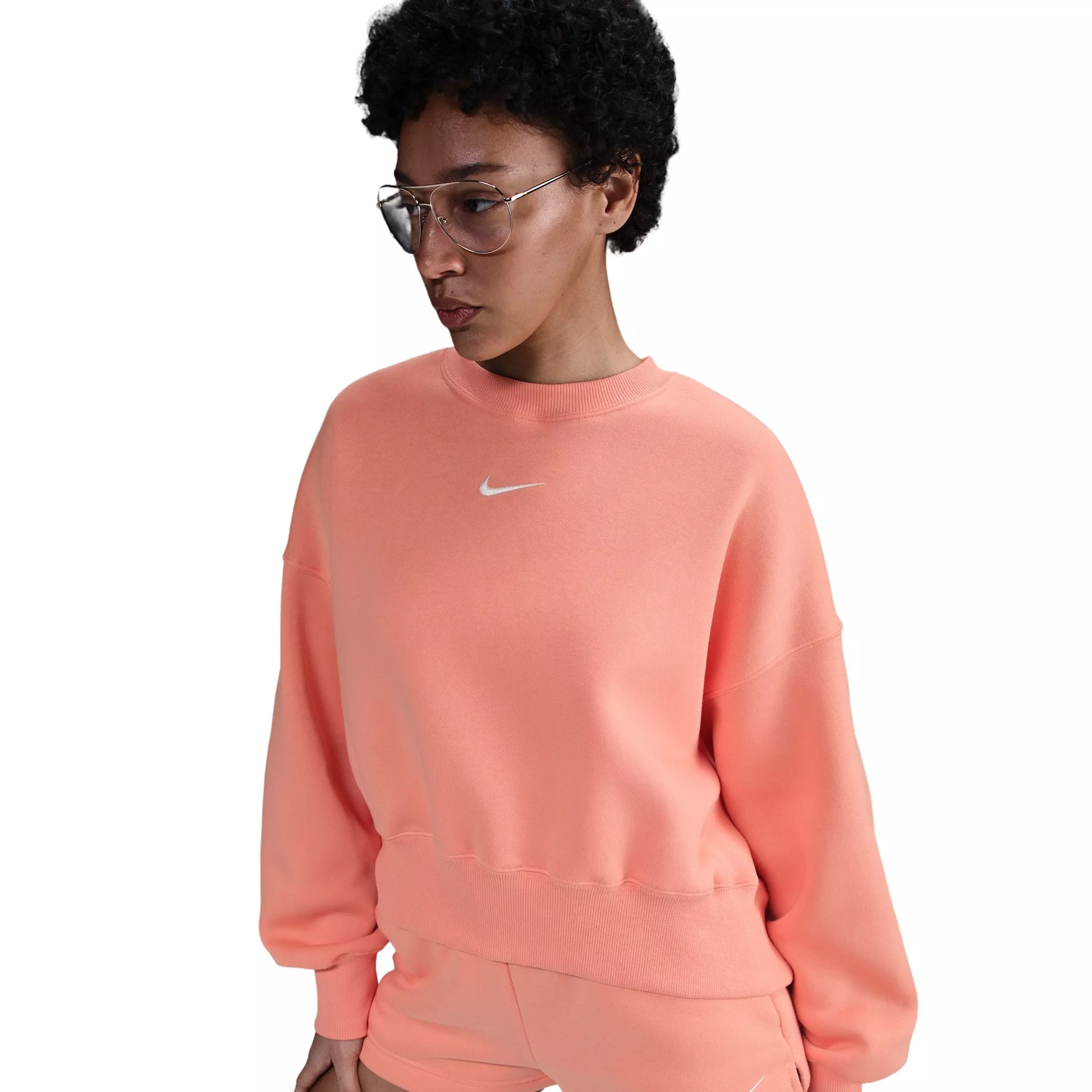 Nike Women's Sportswear Phoenix Fleece Over-Oversized Crew-Neck Sweatshirt - Apricot - APRICOT