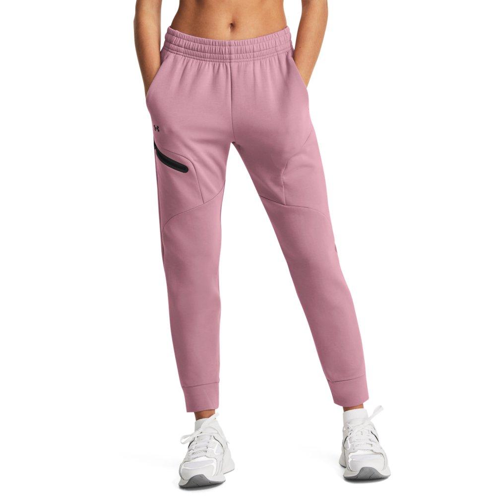 Under Armour Women's Unstoppable Fleece Jogger - PINK/BLACK Thumbnail View 1
