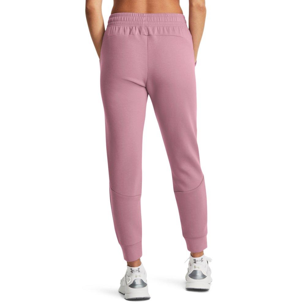 Under Armour Women's Unstoppable Fleece Jogger - PINK/BLACK Thumbnail View 2