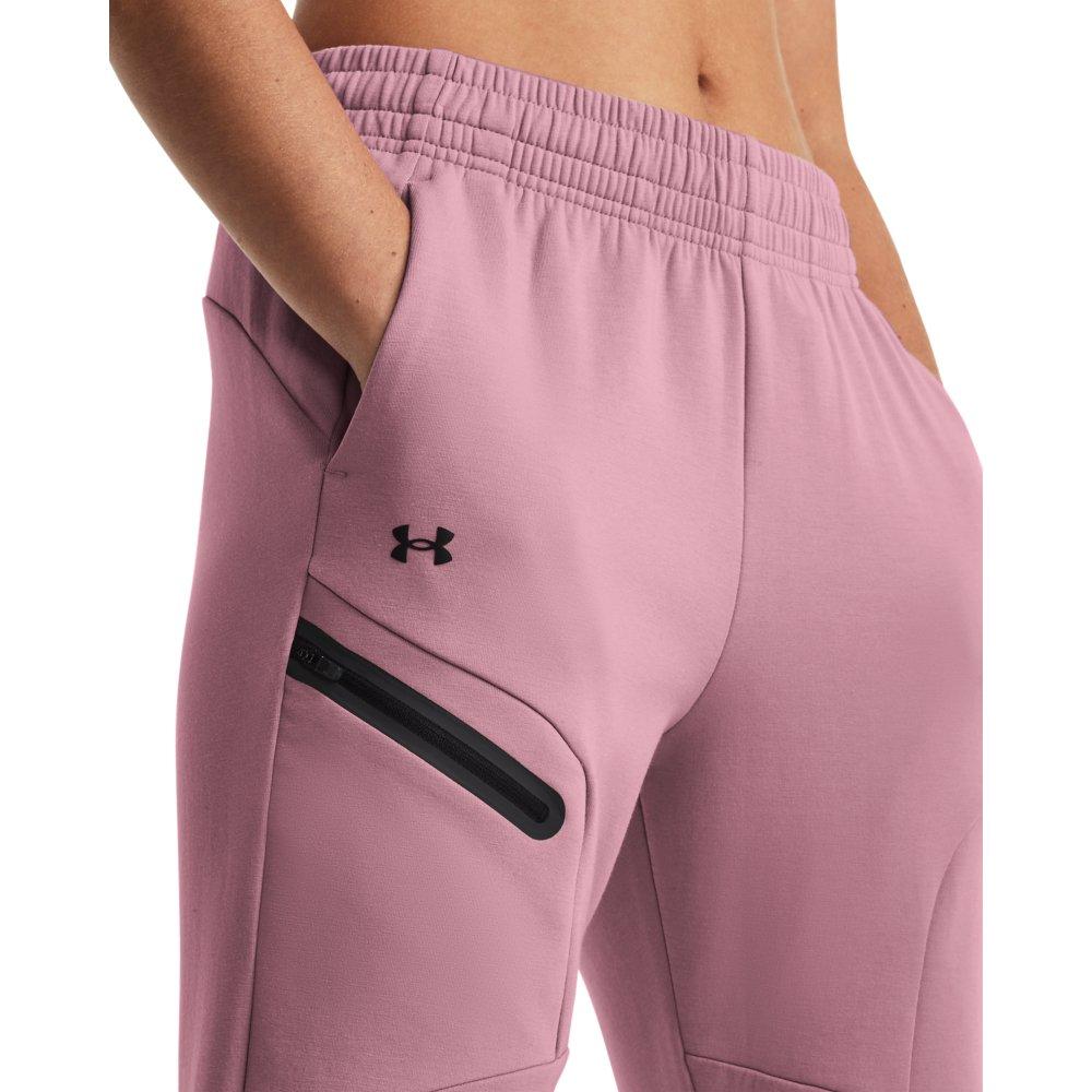 Under Armour Women's Unstoppable Fleece Jogger - PINK/BLACK Thumbnail View 3