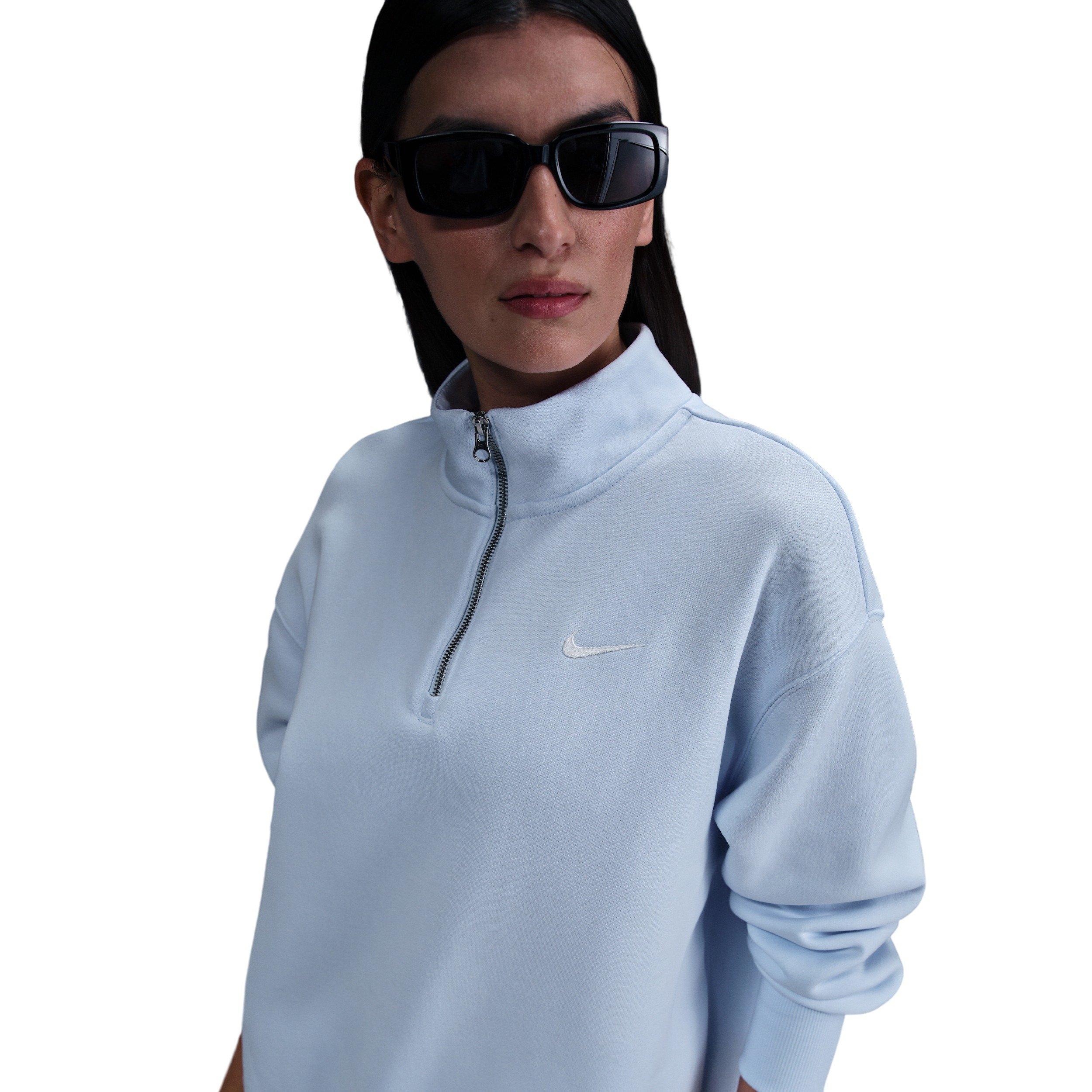 Nike Women's Sportswear Phoenix Fleece Oversized 1/4-Zip Long Sweatshirt -Blue - BLUE Thumbnail View 1