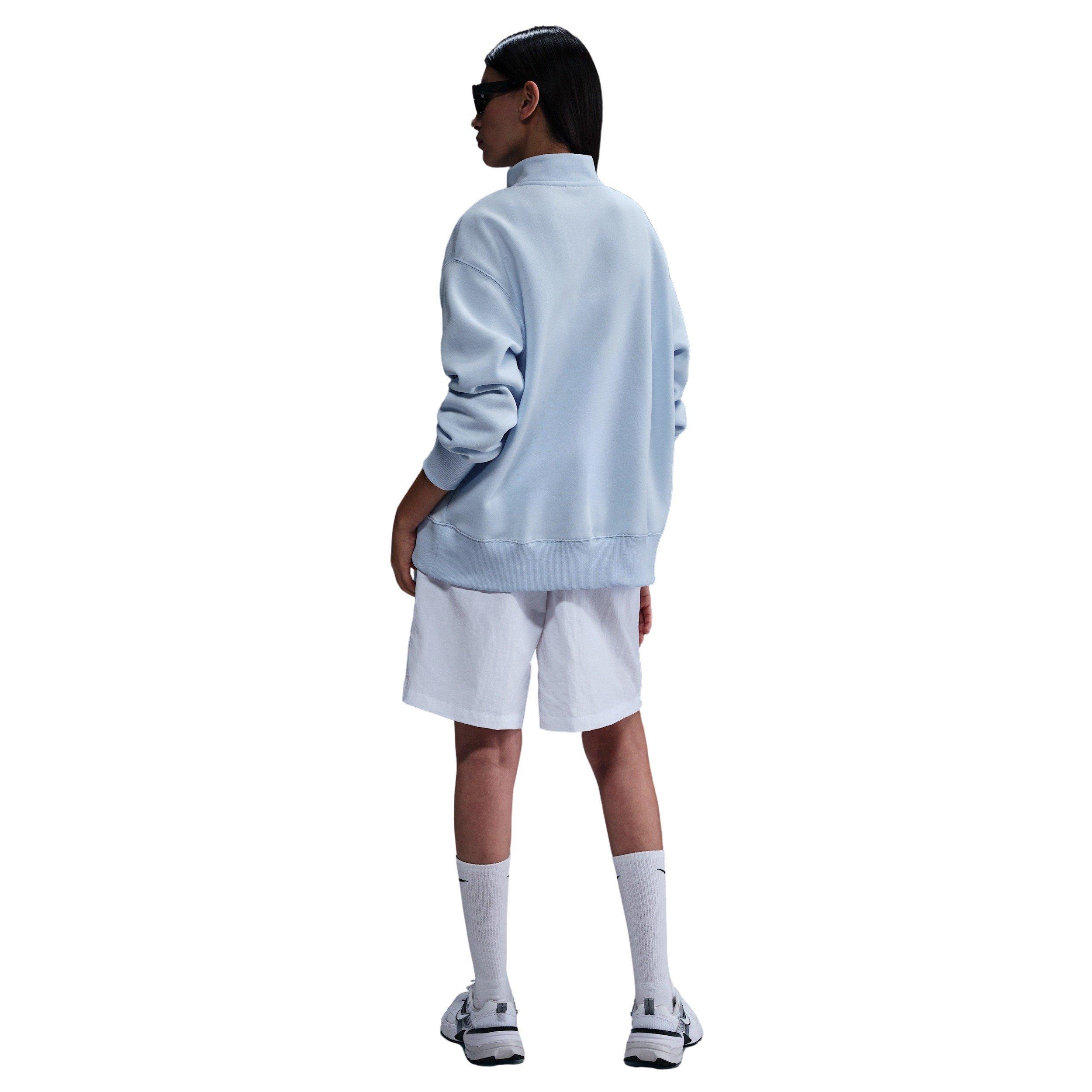 Nike Women's Sportswear Phoenix Fleece Oversized 1/4-Zip Long Sweatshirt -Blue - BLUE Thumbnail View 5