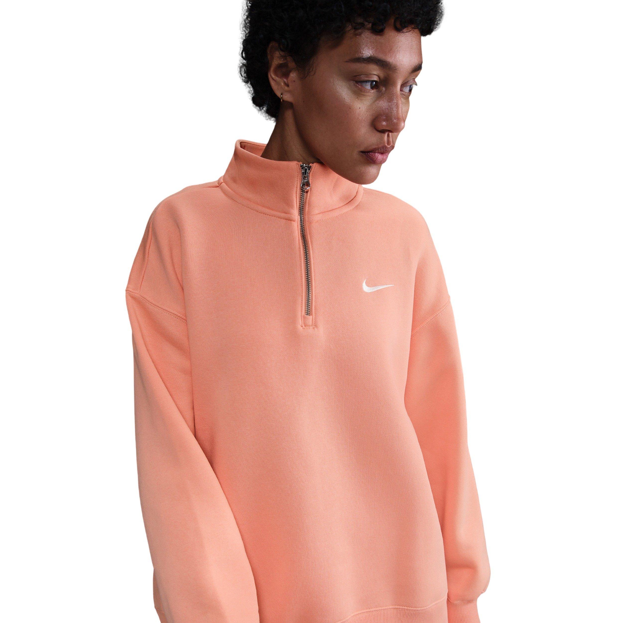 Nike Women's Sportswear Phoenix Fleece Oversized 1/4-Zip Long Sweatshirt -Apricot - APRICOT Thumbnail View 1