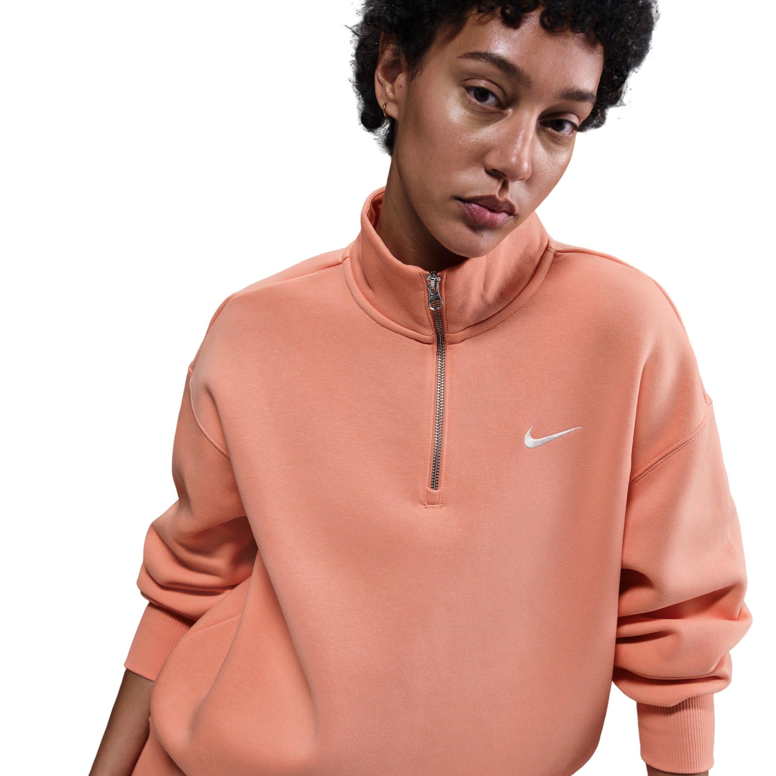 Nike Women's Sportswear Phoenix Fleece Oversized 1/4-Zip Long Sweatshirt - Apricot - APRICOT Thumbnail View 3
