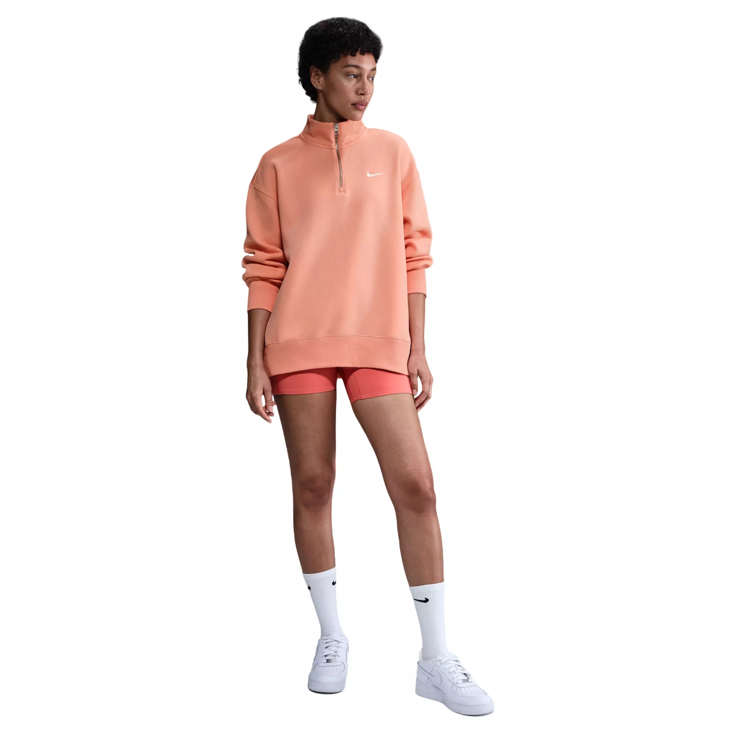 Nike Women's Sportswear Phoenix Fleece Oversized 1/4-Zip Long Sweatshirt - Apricot - APRICOT