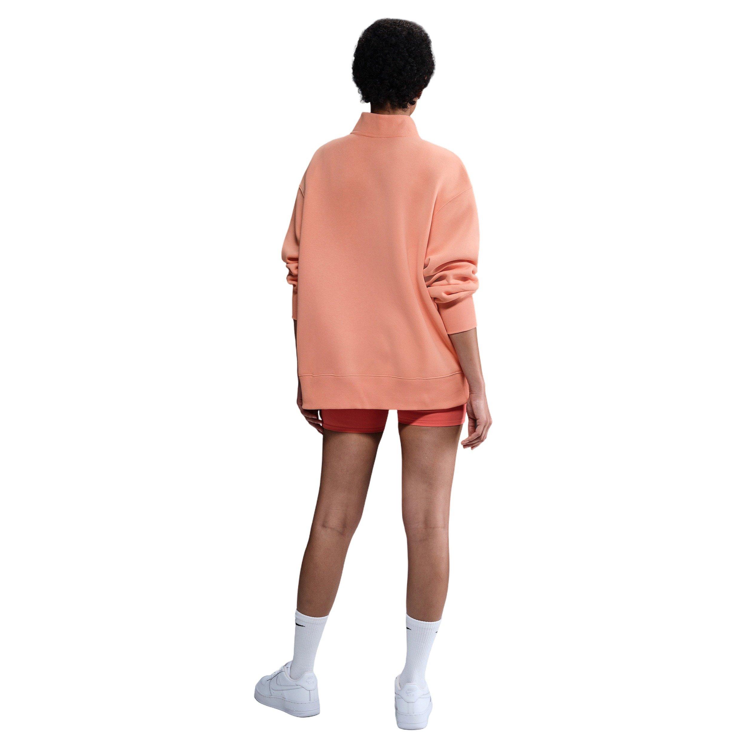 Nike Women's Sportswear Phoenix Fleece Oversized 1/4-Zip Long Sweatshirt -Apricot - APRICOT Thumbnail View 5