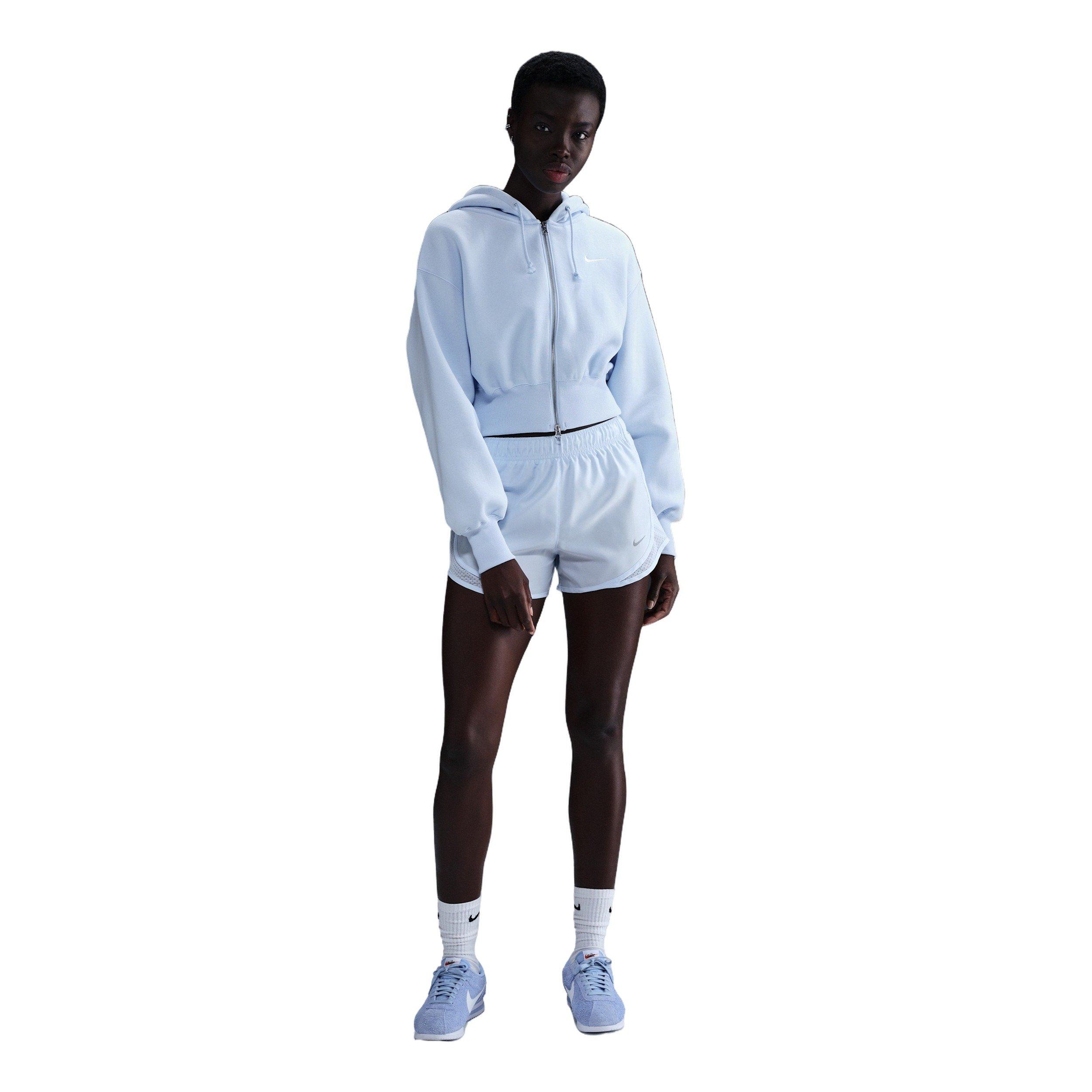 Nike Women's Sportswear Phoenix Fleece Loose Cropped Full-Zip Jacket -Blue - BLUE Thumbnail View 4