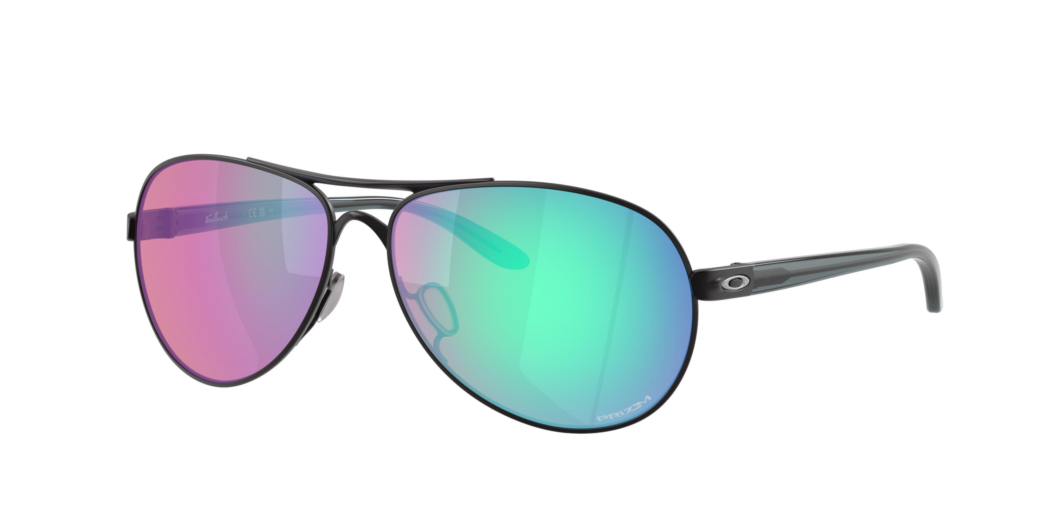 Oakley Feedback Prizm Golf Sunglasses - Satin Black - BLACK/GREEN Thumbnail View 1