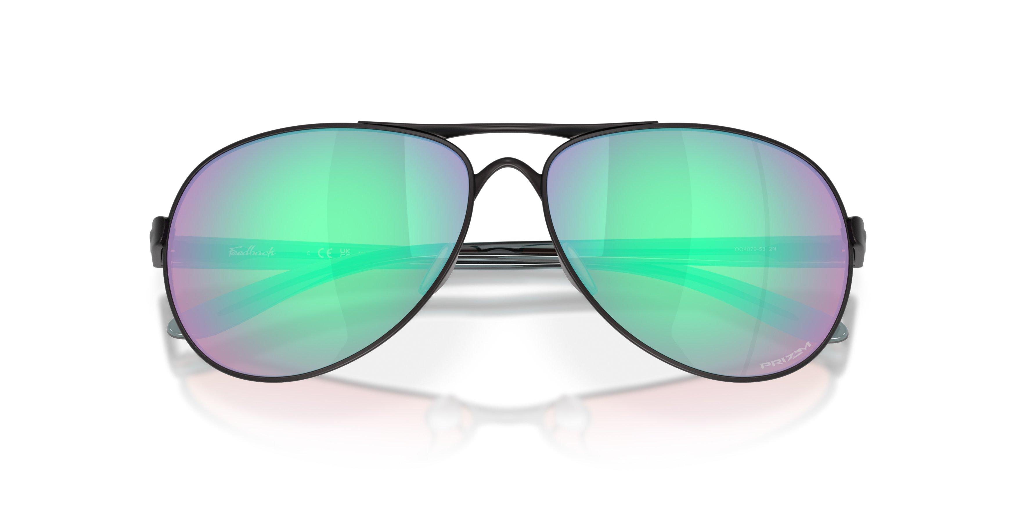 Oakley Feedback Prizm Golf Sunglasses - Satin Black - BLACK/GREEN Thumbnail View 7