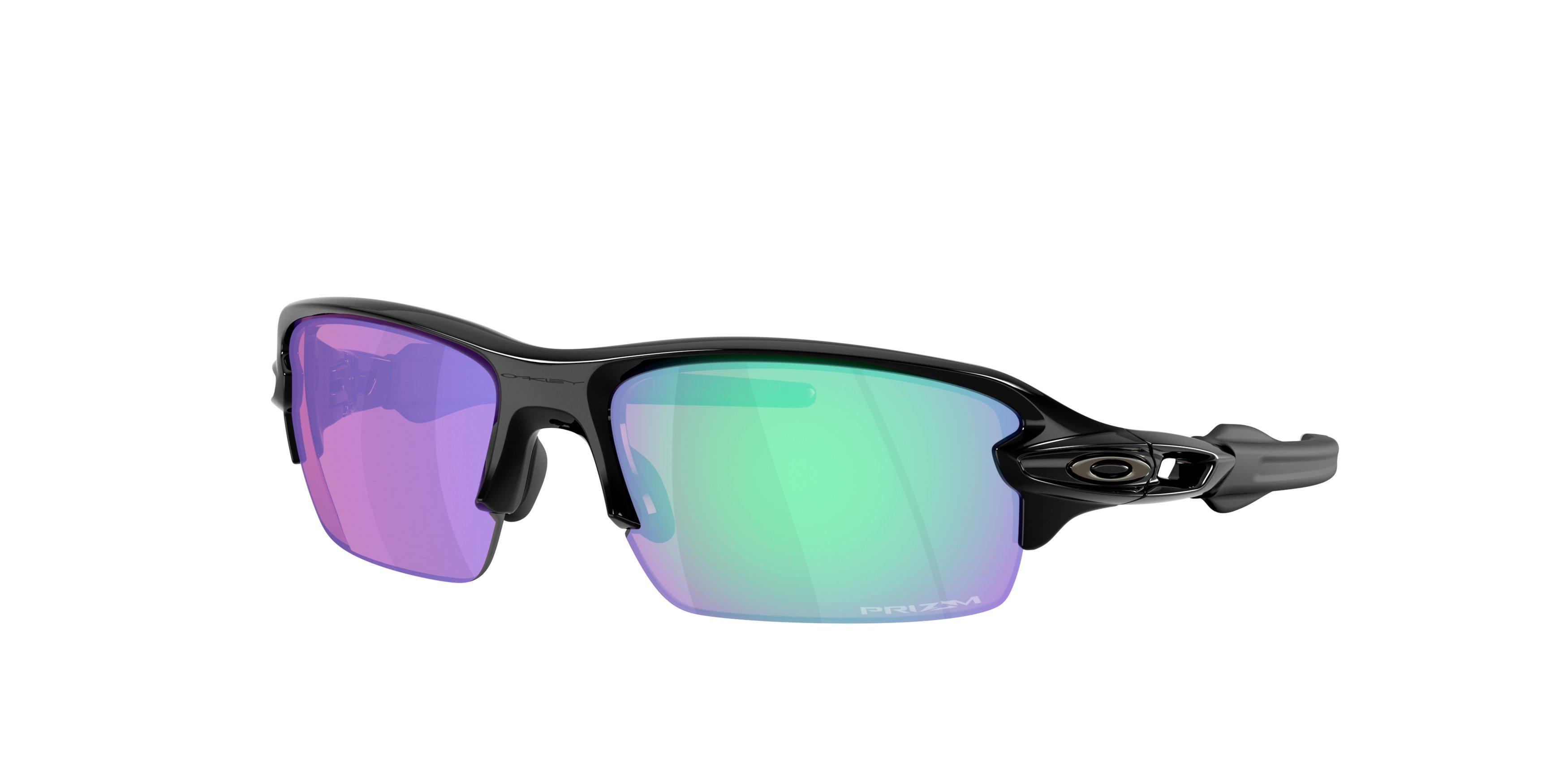 Oakley Flax 2.0 S Prizm Golf Sunglasses - Polished Black - BLACK/GREEN Thumbnail View 1