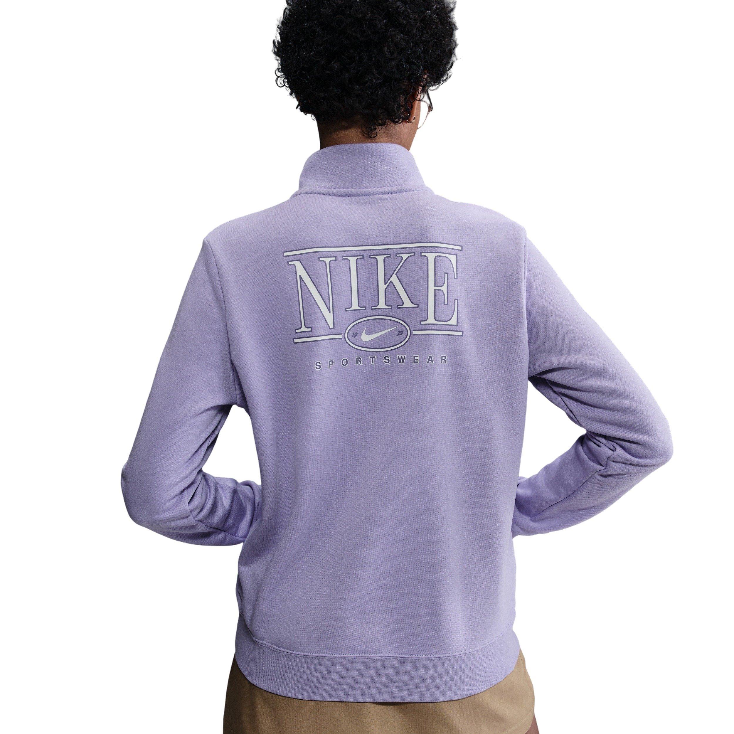 Nike Women's Sportswear Club fleece Mock-Neck 1/2-Zip Graphic Top - Lilac - LILAC Thumbnail View 2