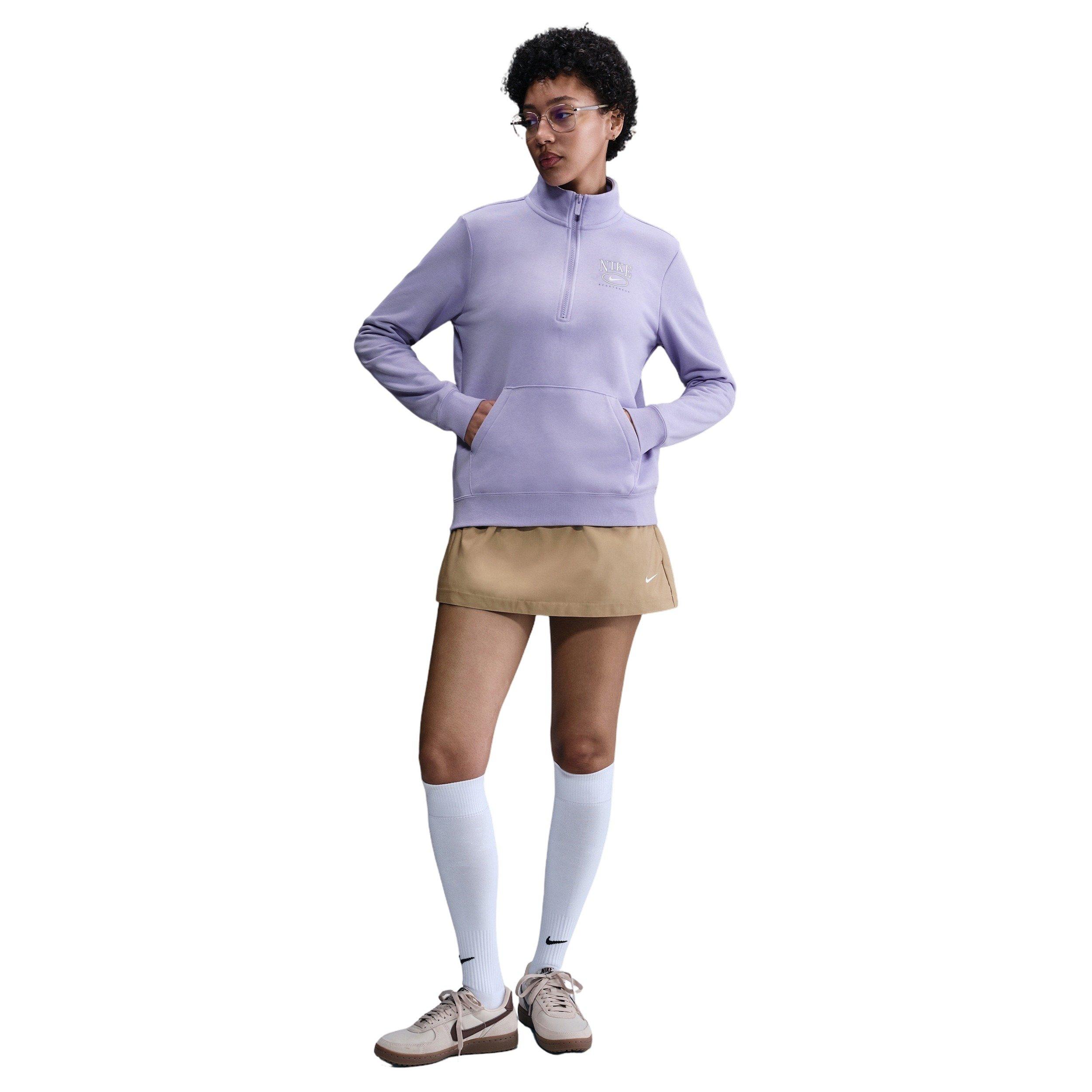 Nike Women's Sportswear Club fleece Mock-Neck 1/2-Zip Graphic Top -Lilac - LILAC Thumbnail View 4