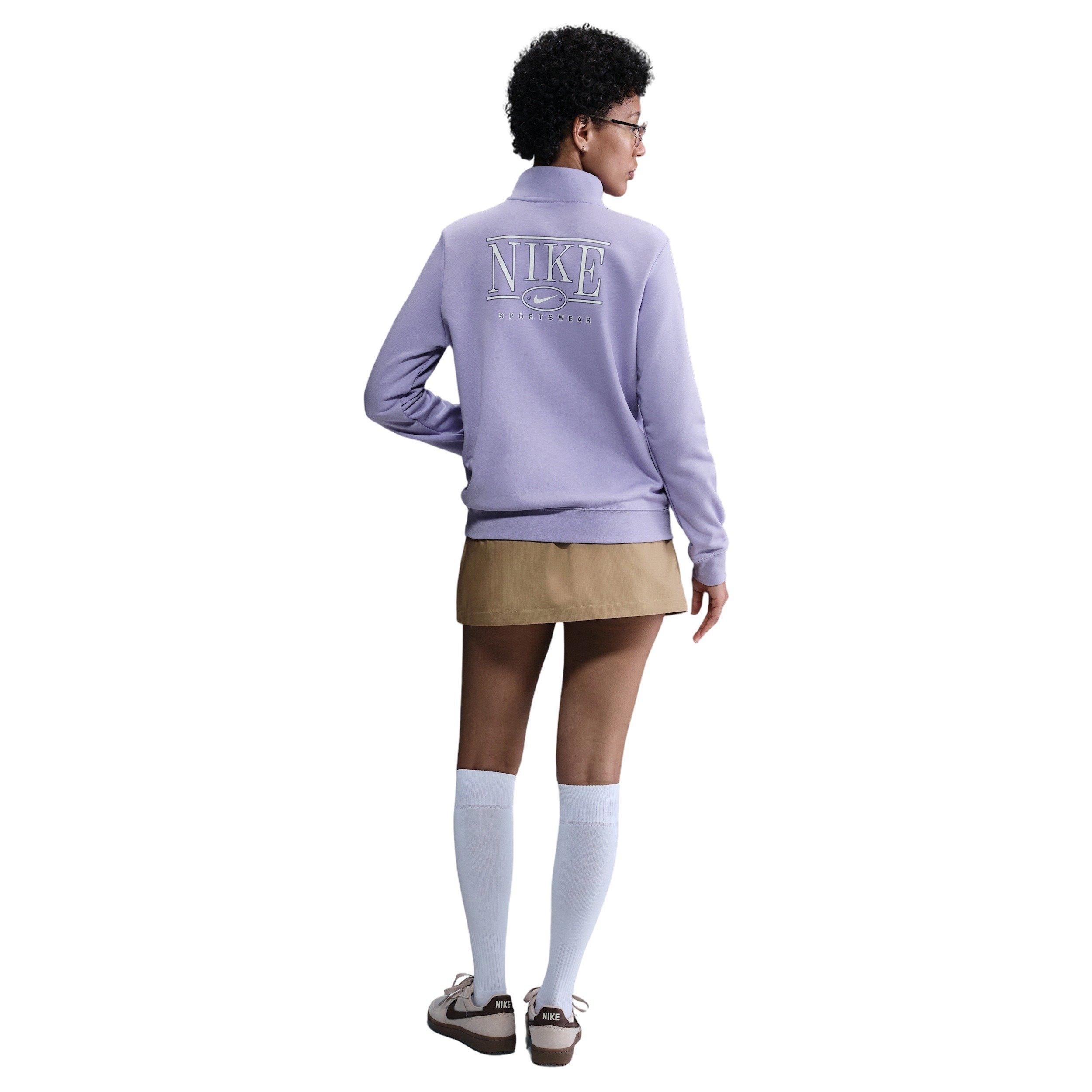 Nike Women's Sportswear Club fleece Mock-Neck 1/2-Zip Graphic Top -Lilac - LILAC Thumbnail View 5