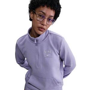 Nike Women's Sportswear Club fleece Mock-Neck 1/2-Zip Graphic Top -Lilac