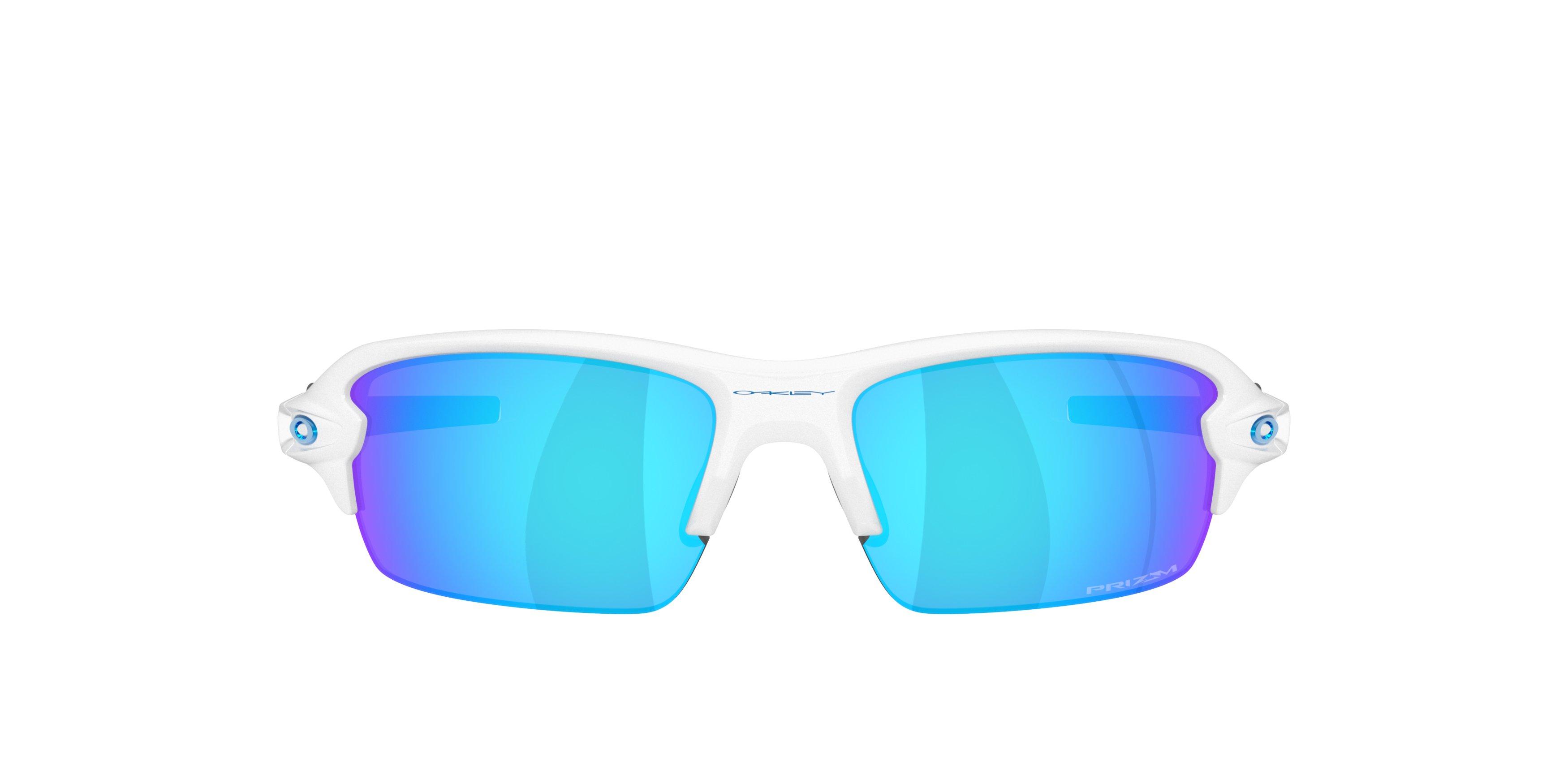 Oakley Flax 2.0 S Prizm Sapphire Sunglasses - Polished White - WHITE/BLUE Thumbnail View 3