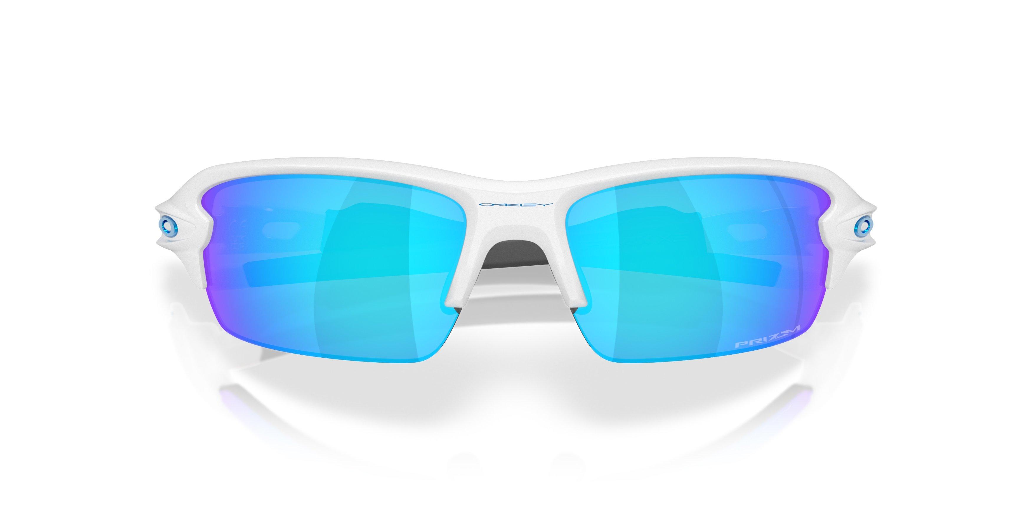 Oakley Flax 2.0 S Prizm Sapphire Sunglasses - Polished White - WHITE/BLUE Thumbnail View 7