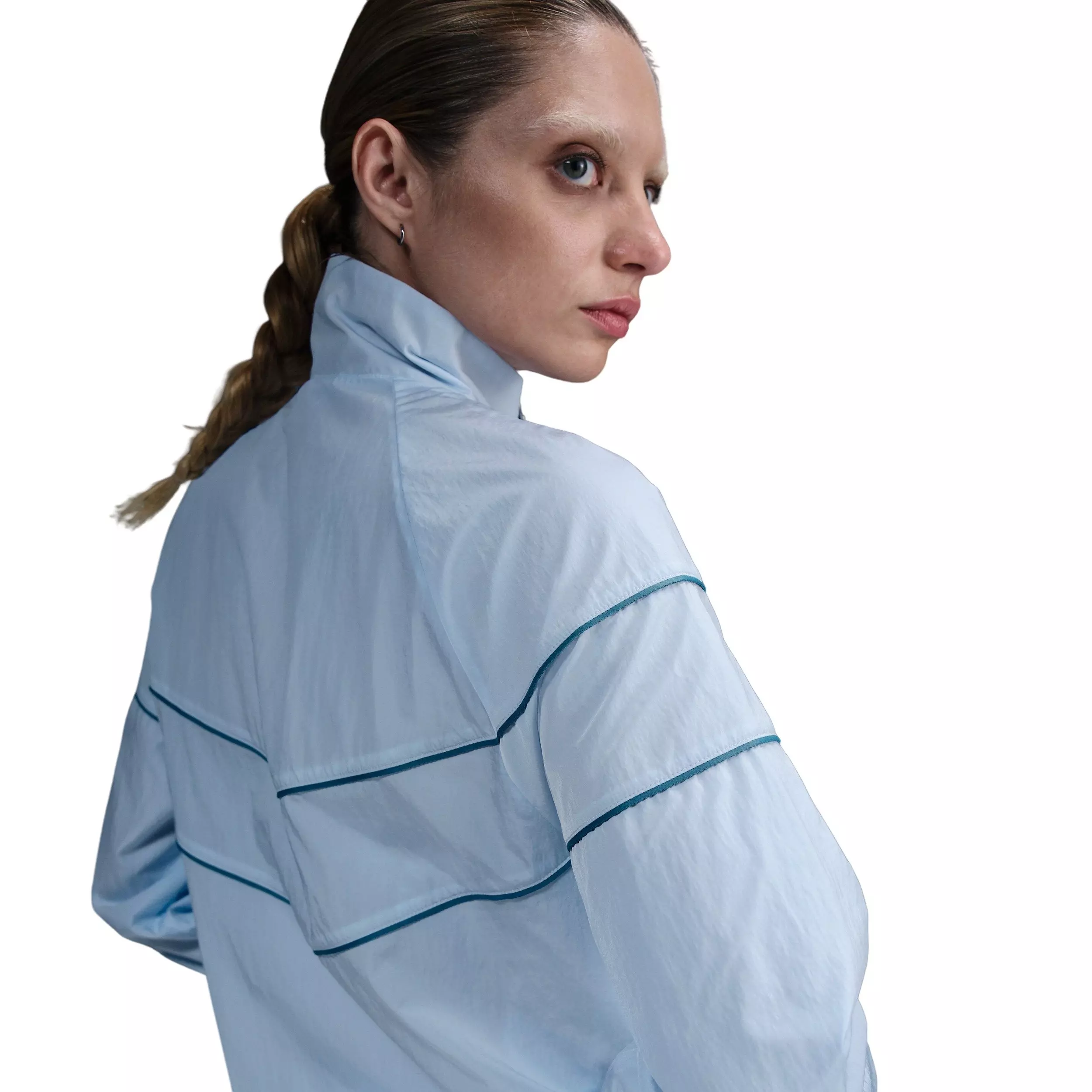 Nike Women's Windrunner Loose UV Woven Full-Zip Jacket -Blue - BLUE/WHITE