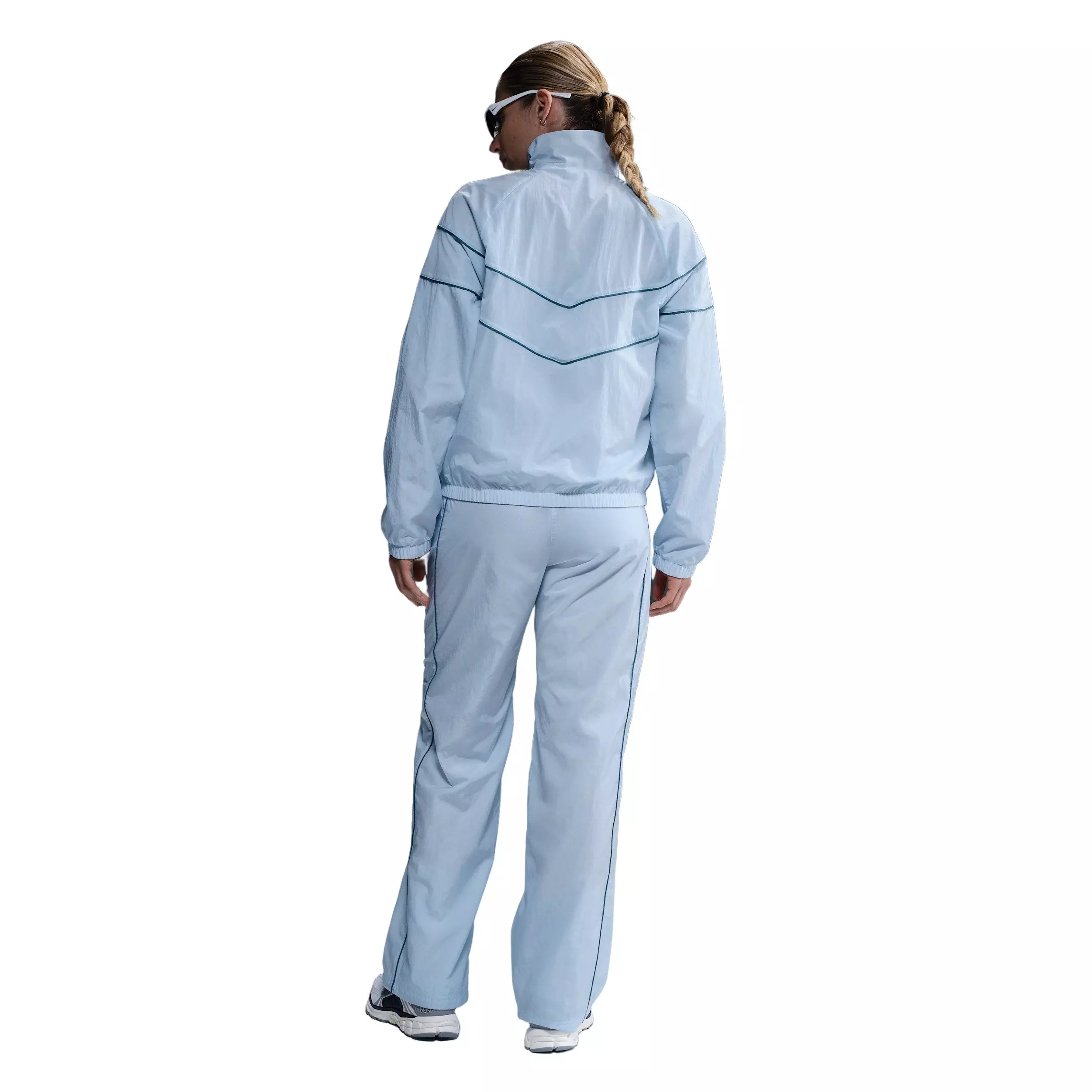 Nike Women's Windrunner Loose UV Woven Full-Zip Jacket -Blue - BLUE/WHITE