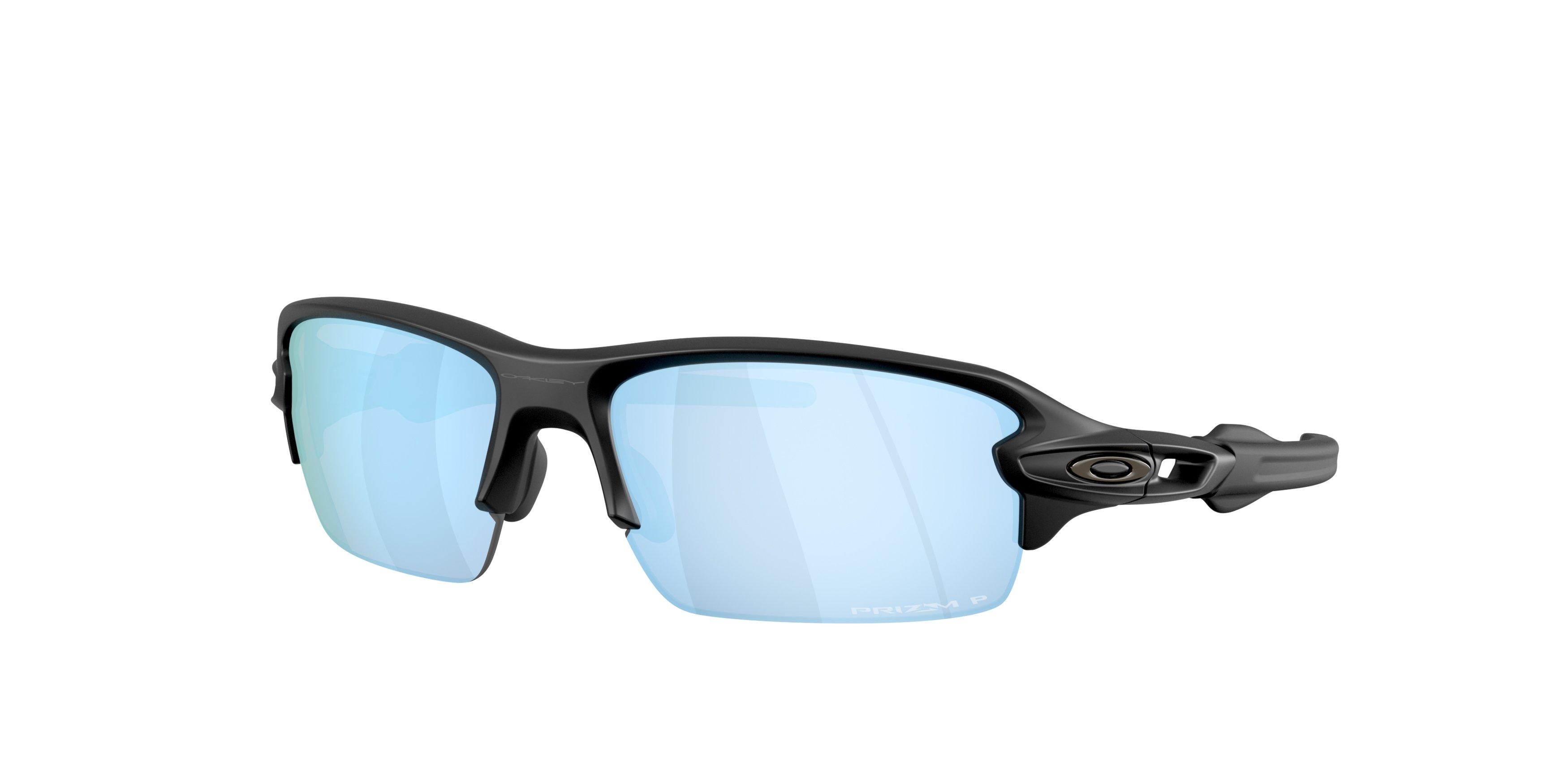 Oakley Flax 2.0 S Prizm Deep Water Polarized Sunglasses - Matte Black - BLACK/BLUE Thumbnail View 1