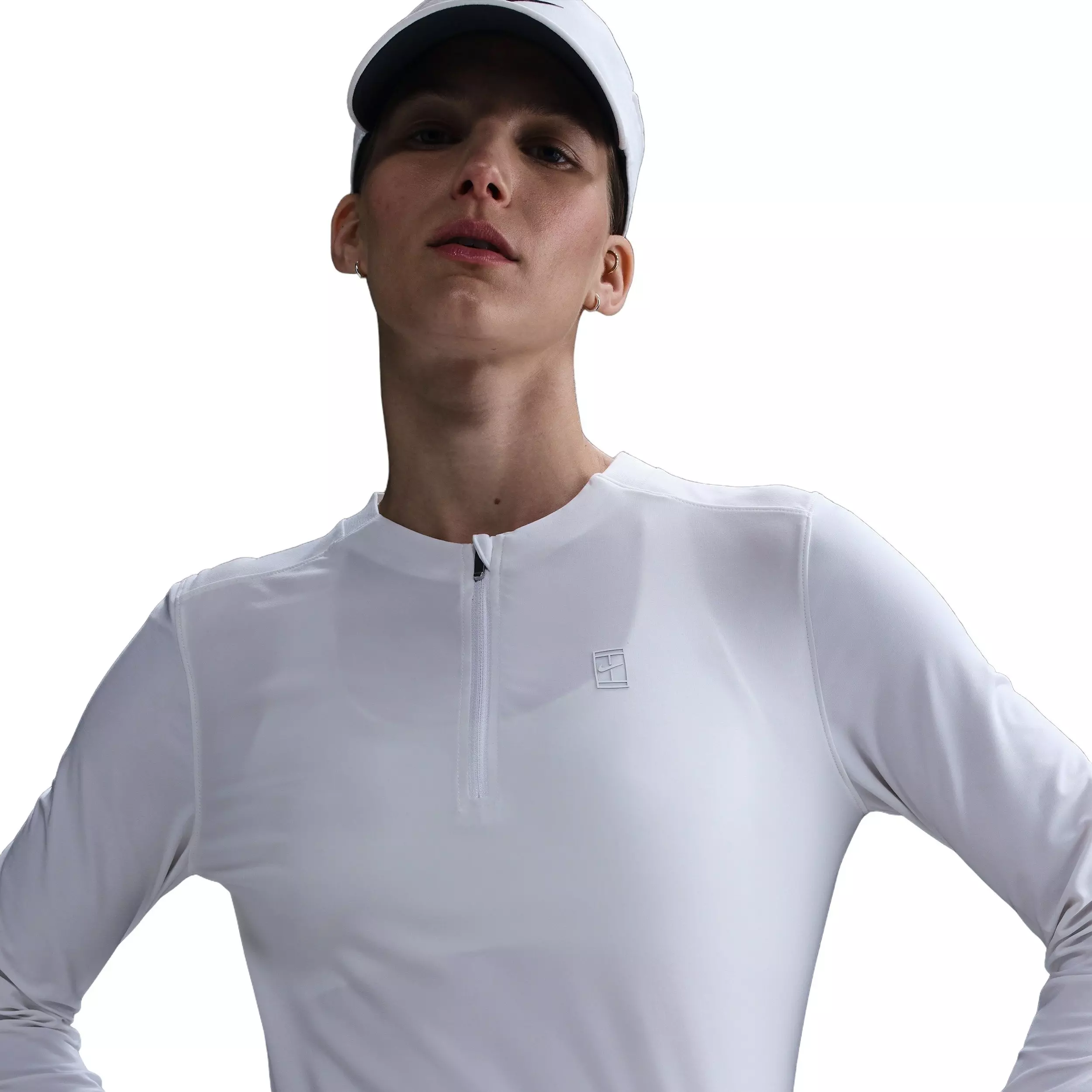 Nike Women's Court Advantage Dri-FIT Mid-Layer Tennis Top -White - WHITE