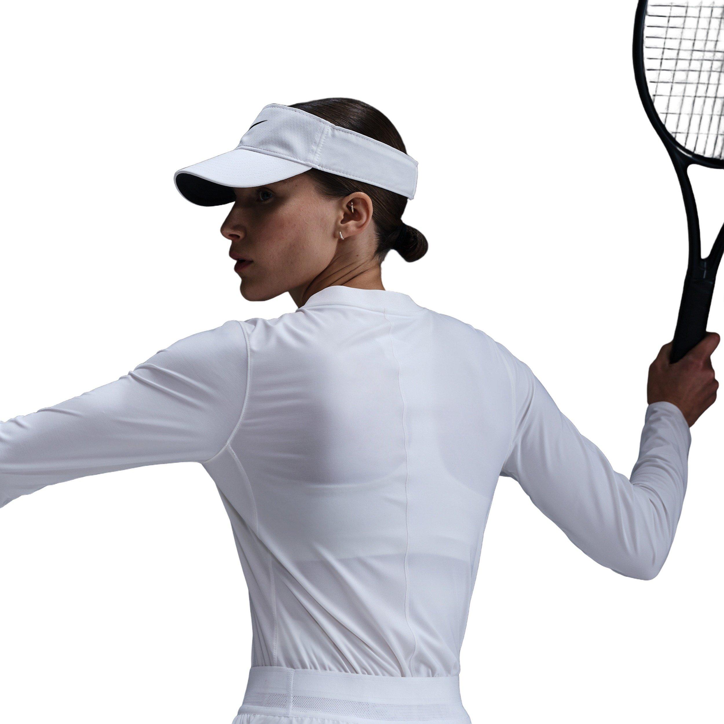Nike Women's Court Advantage Dri-FIT Mid-Layer Tennis Top -White - WHITE Thumbnail View 4