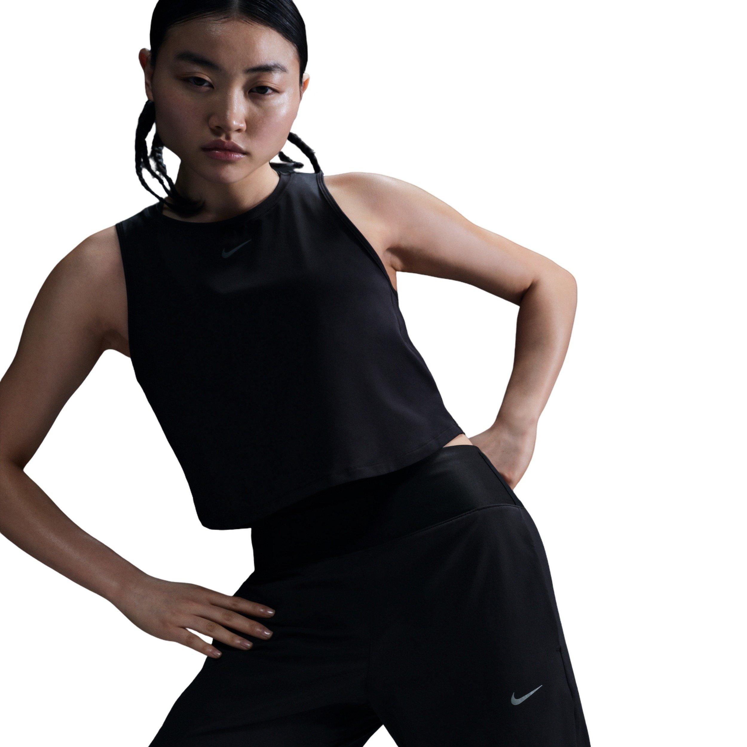 Nike Women's One Classic Dri-FIT Cropped Tank Top - Black - BLACK Thumbnail View 1