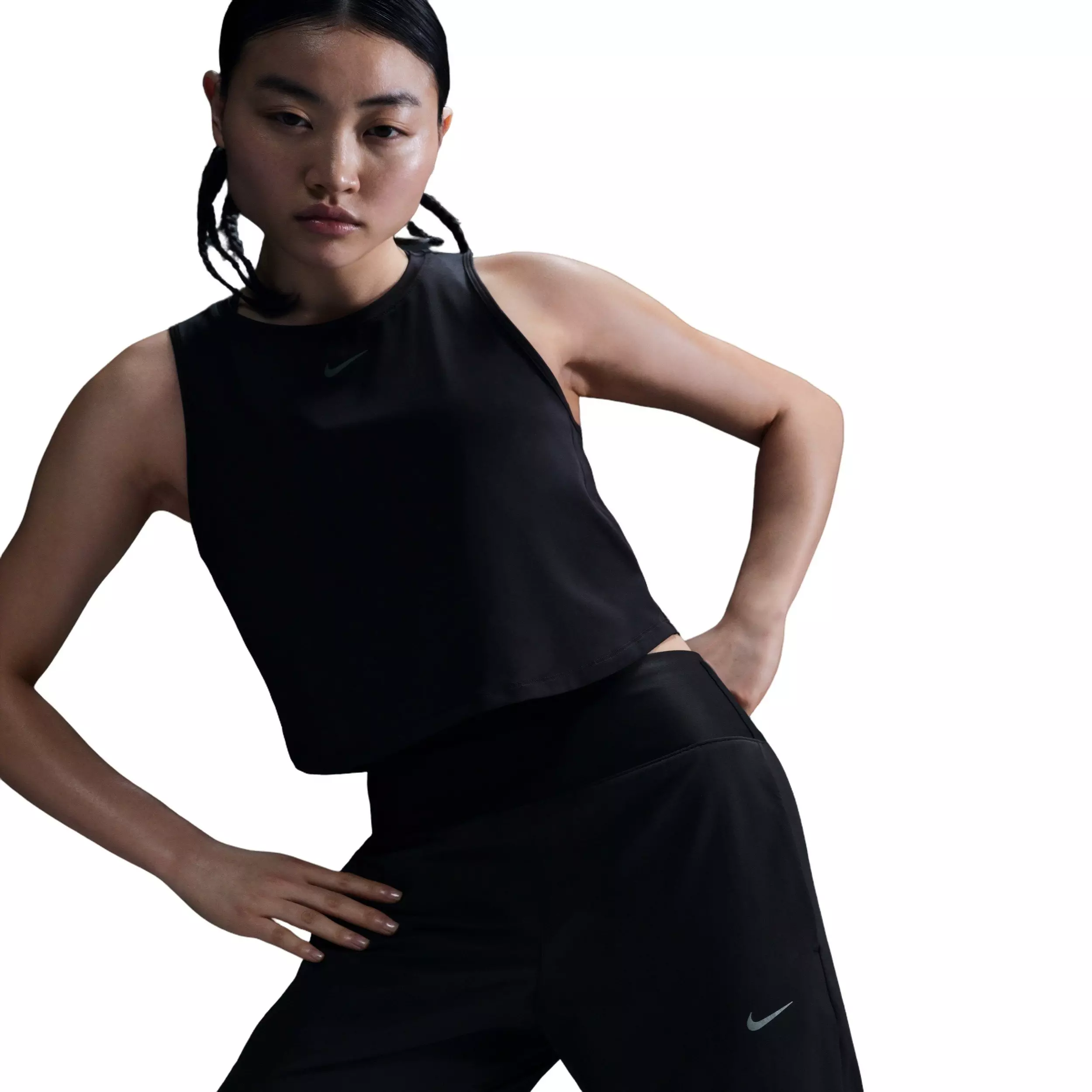 Nike Women's One Classic Dri-FIT Cropped Tank Top - Black - BLACK