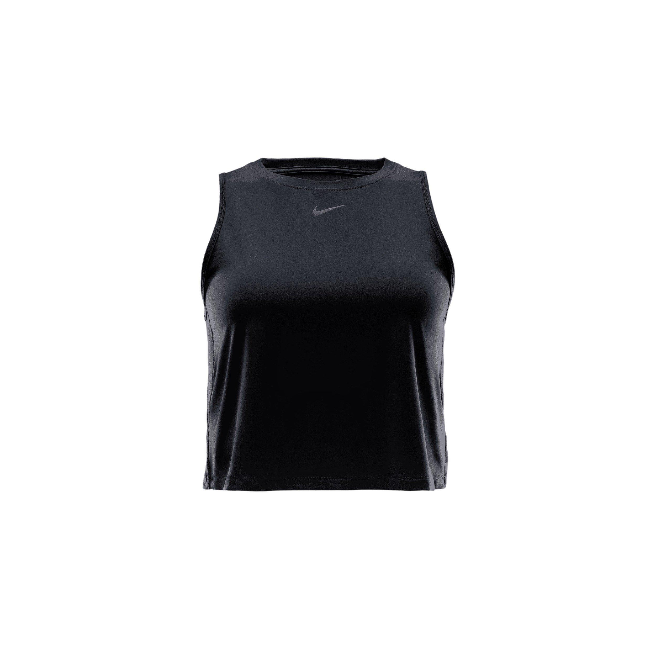 Nike Women's One Classic Dri-FIT Cropped Tank Top - Black - BLACK Thumbnail View 6