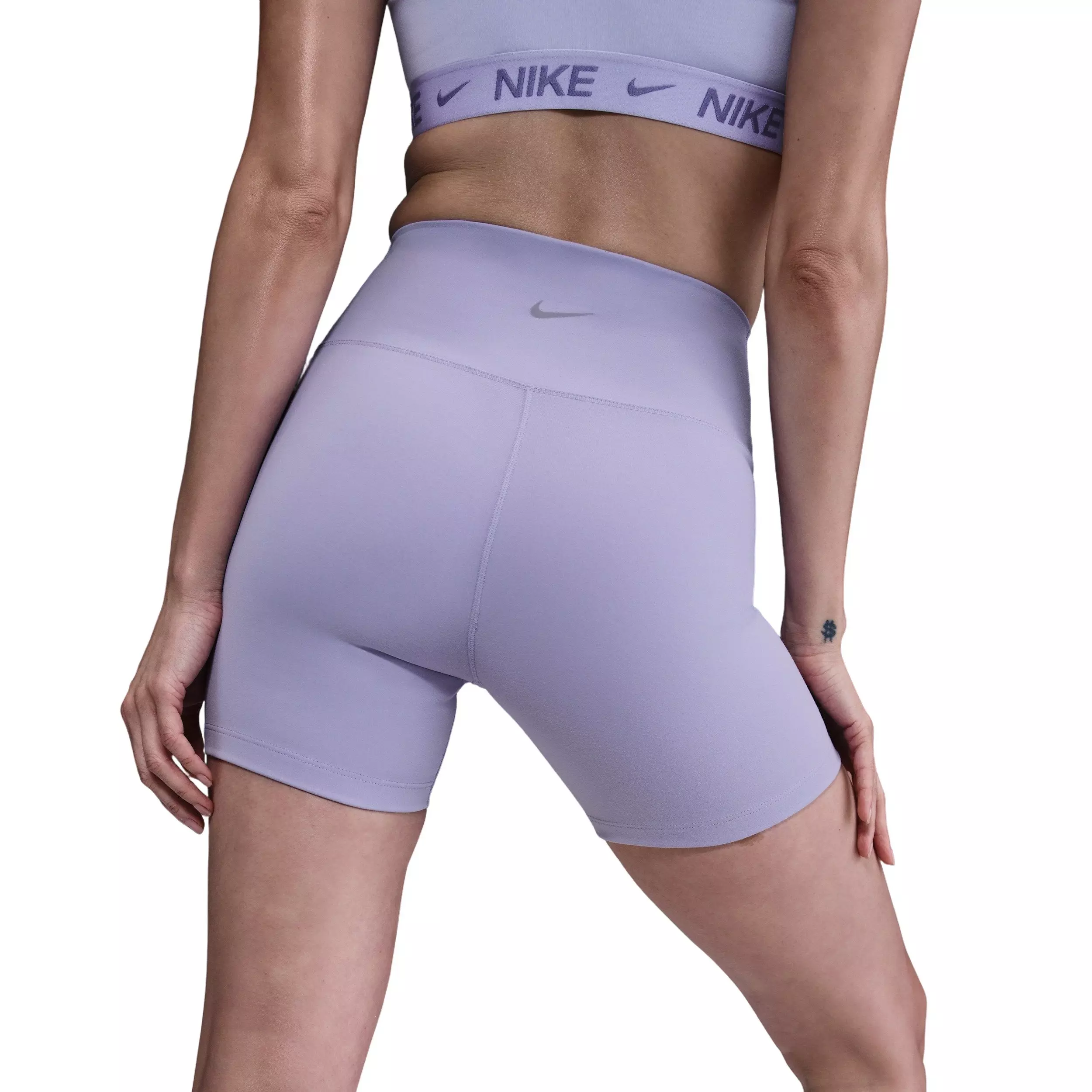 Nike Women's One High-Waisted 5" Biker Shorts -Lilac - LILAC/BLACK
